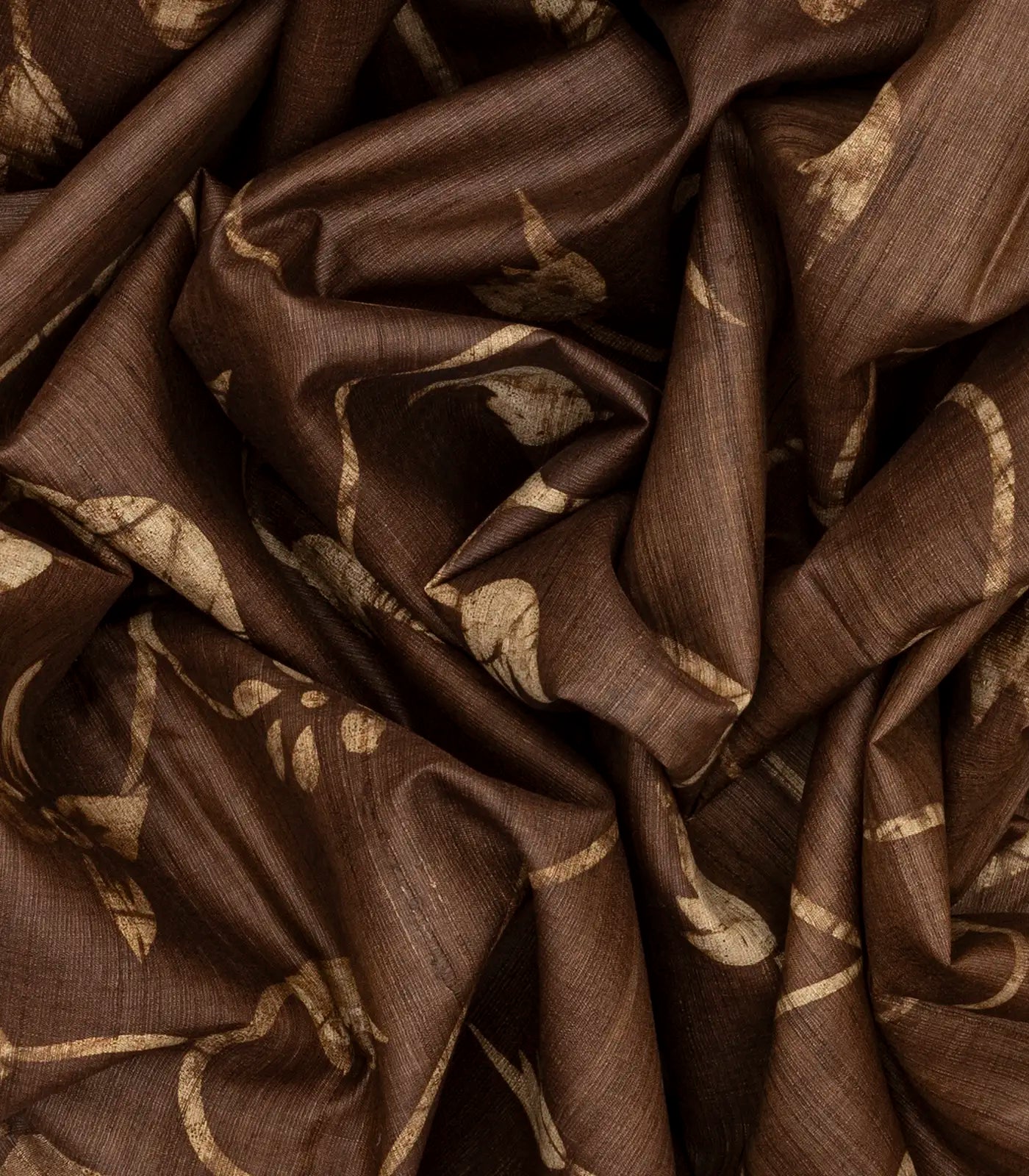 RmKV Dark Olive Handloom Tussar Silk Saree With Printed Vine Motifs-Dark Olive - view 3