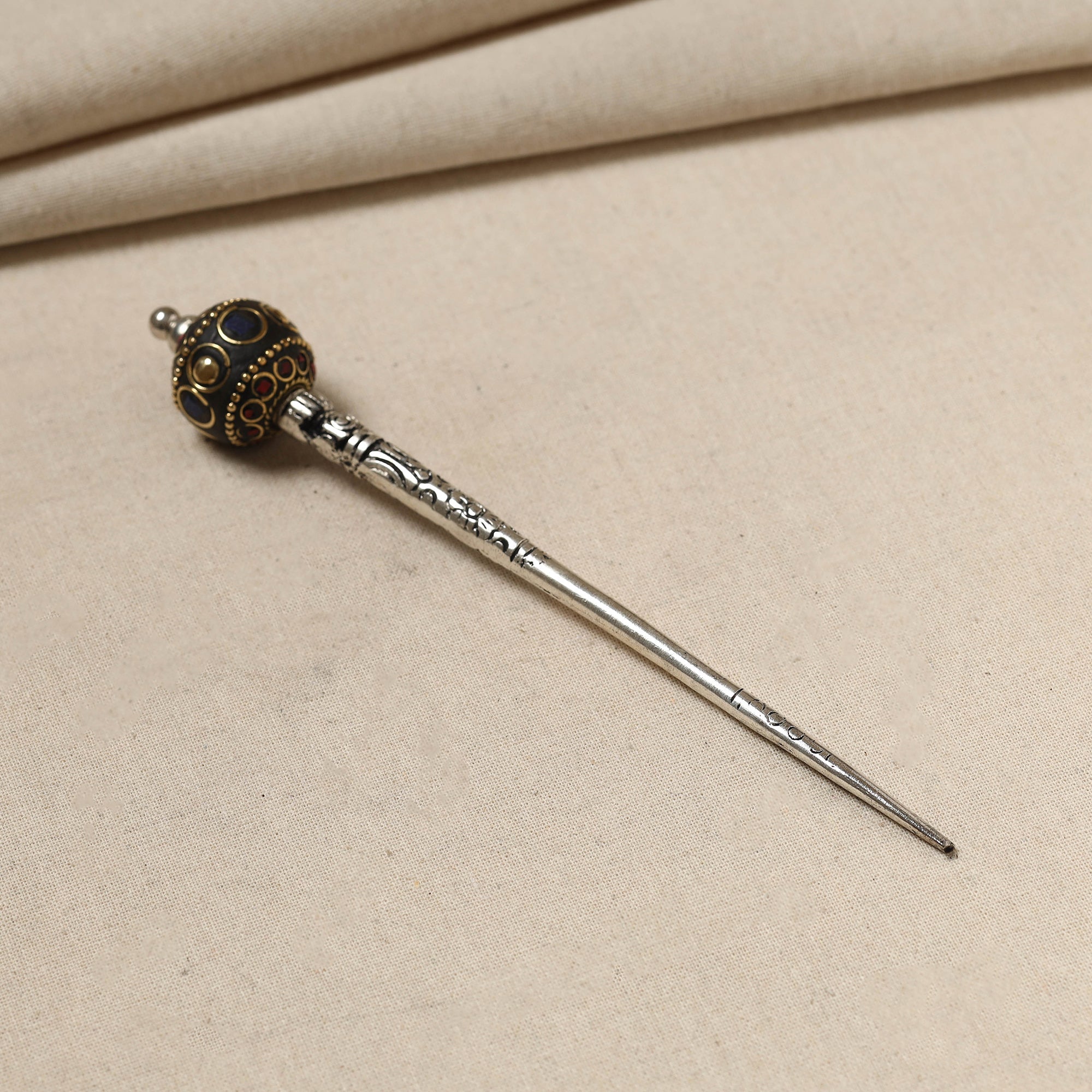WHITE RIVER STORIES Antique Finish Oxidised German Silver Juda Stick