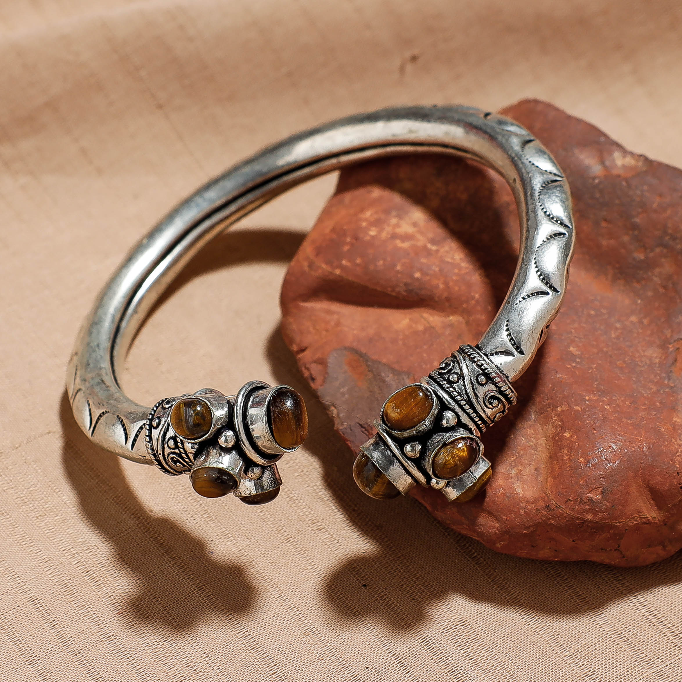 WHITE RIVER STORIES Antique Finish Oxidised German Silver Kada / Bracelet - view 2