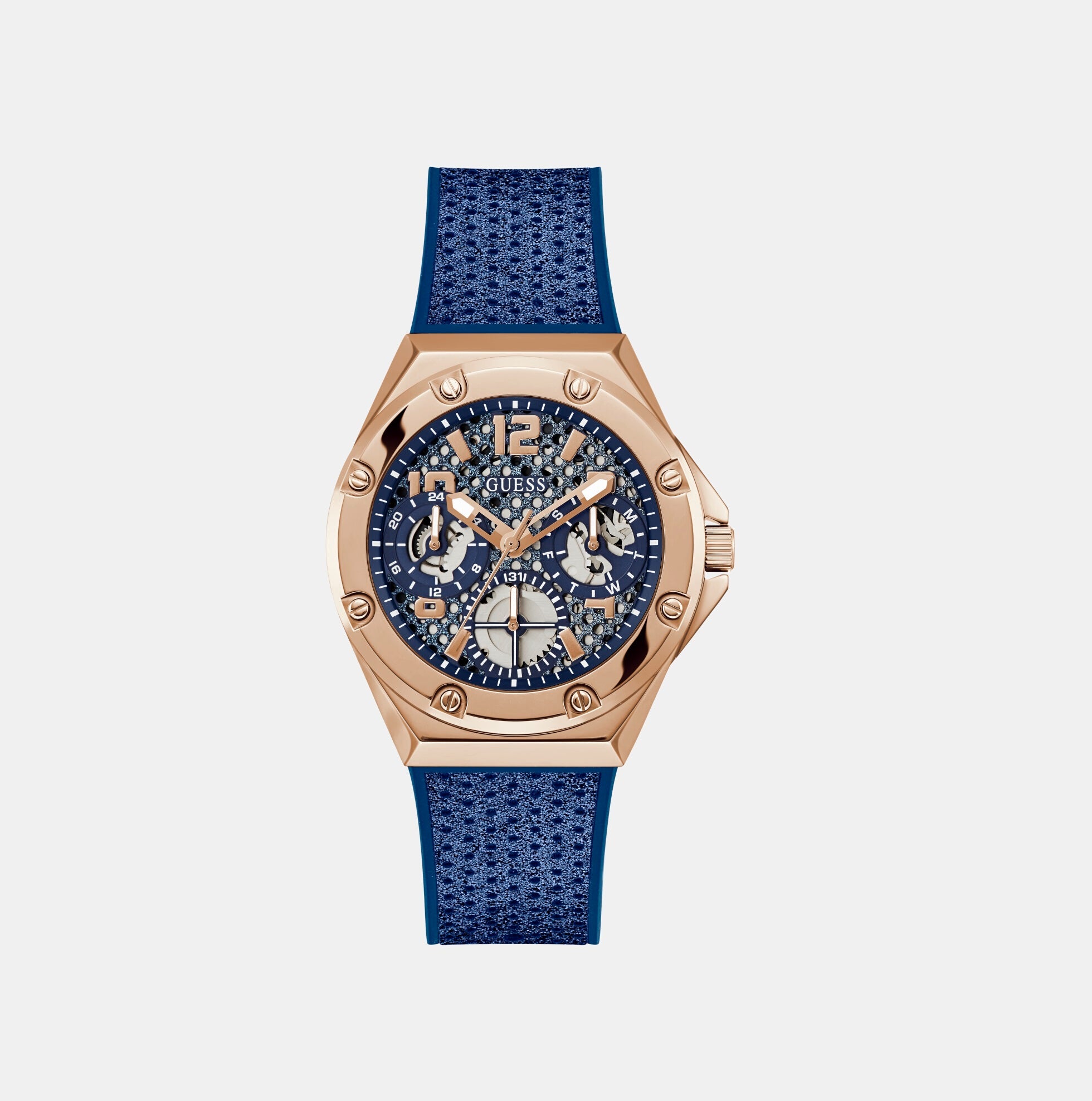 Guess Asteria Women Quartz Blue Dial Analog Silicone Watch GW0620L3
