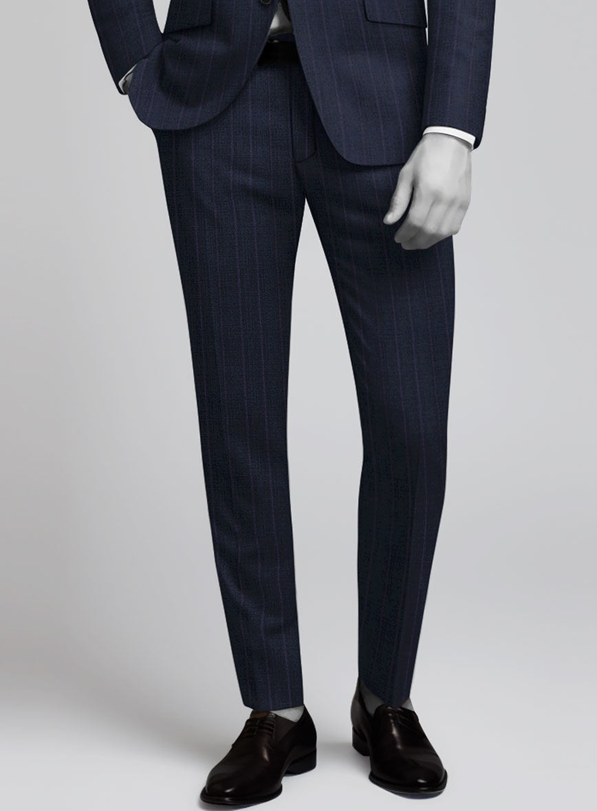 StudioSuits Napolean Gavino Stripe Blue Wool Pants - view 2