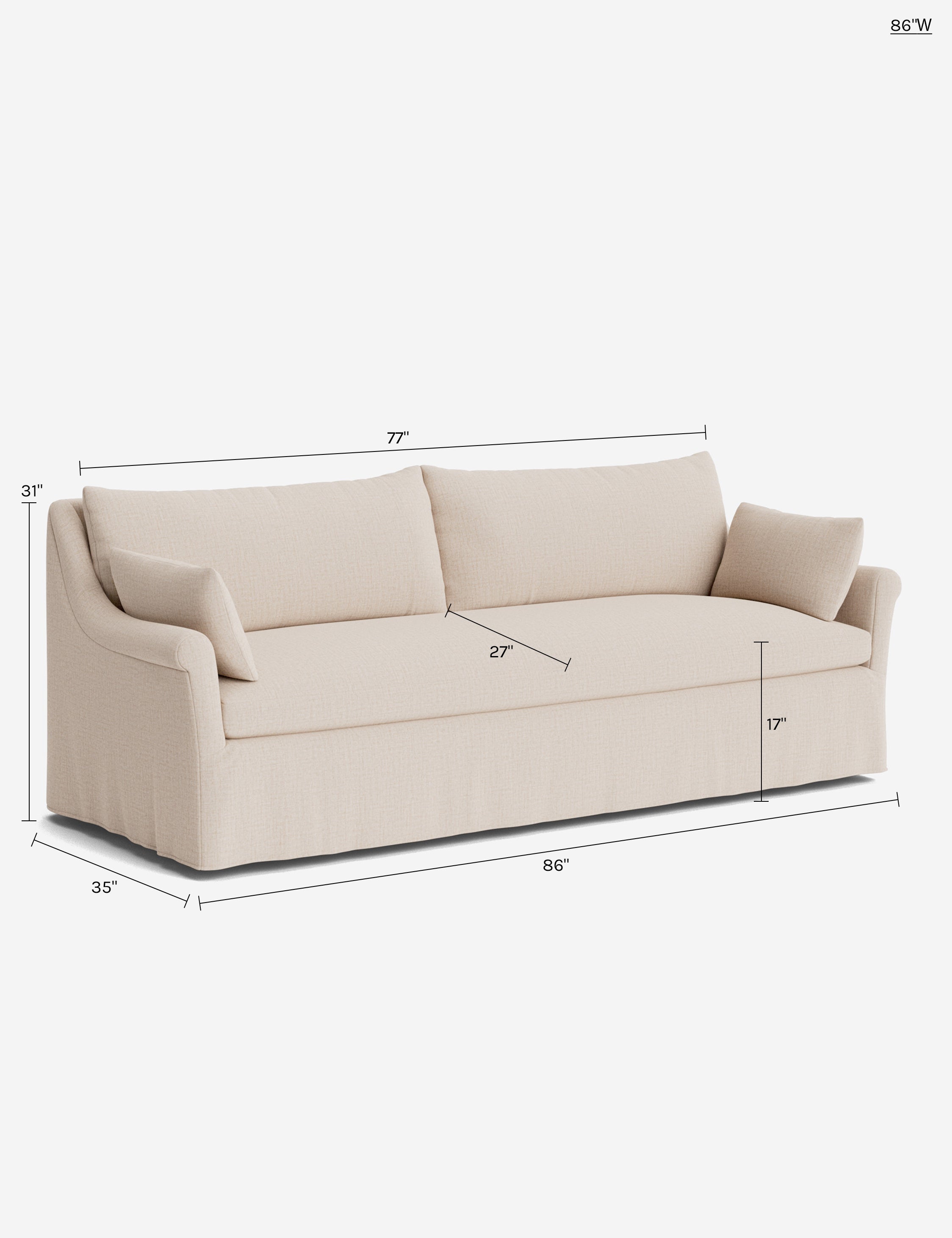 Lulu and Georgia Portola Rolled Arm Slipcover Sofa - view 205