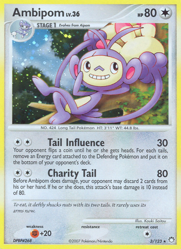 Rare holo dp2-3 – Pokémon Ambipom - 3/123 - Rare Holo [dp2-3] [Reverse Holo] - Ambipom - 3/123 - Rare Holo