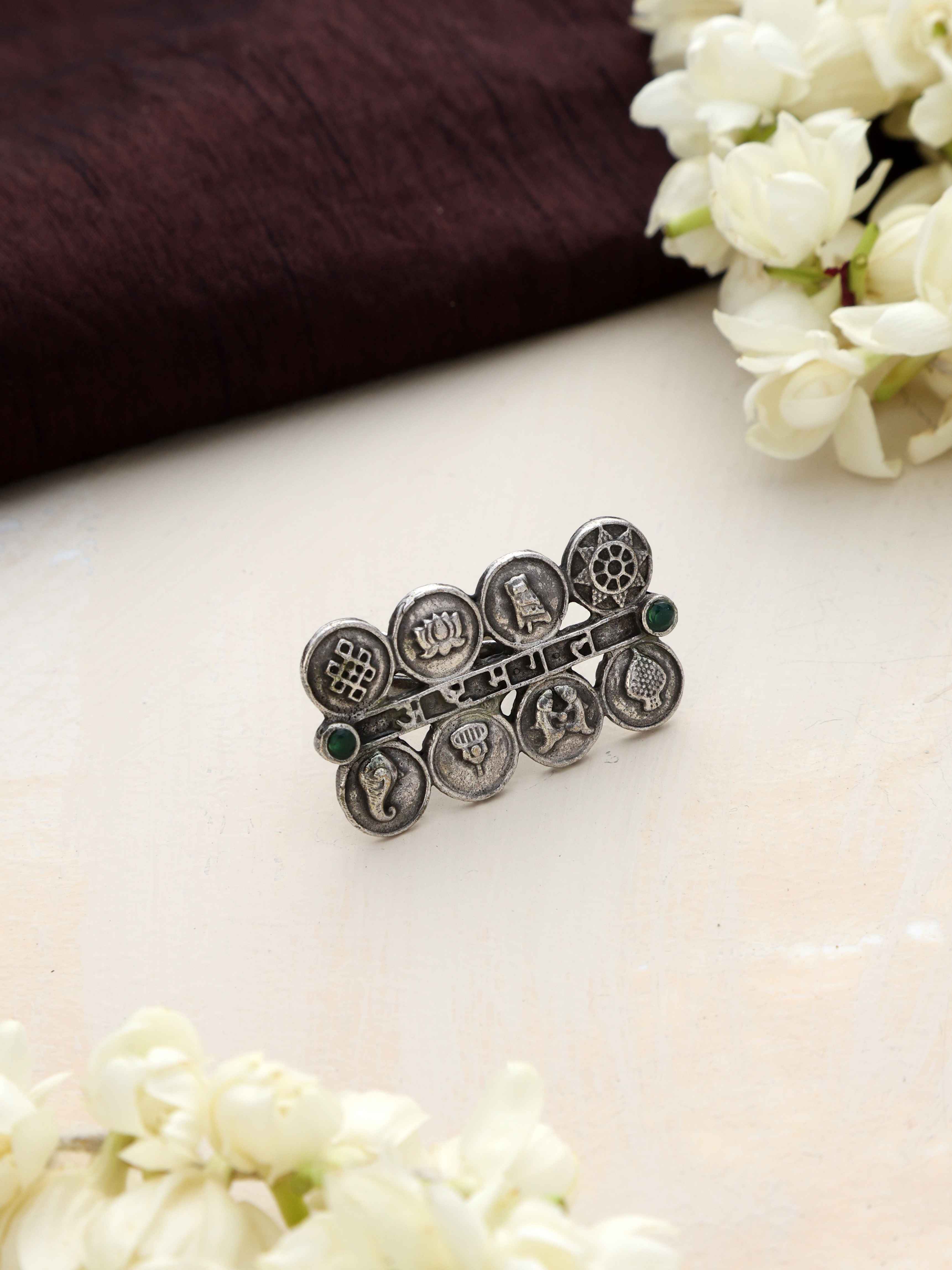trueBrowns Silver Tone Abstract Sign Ring - view 2