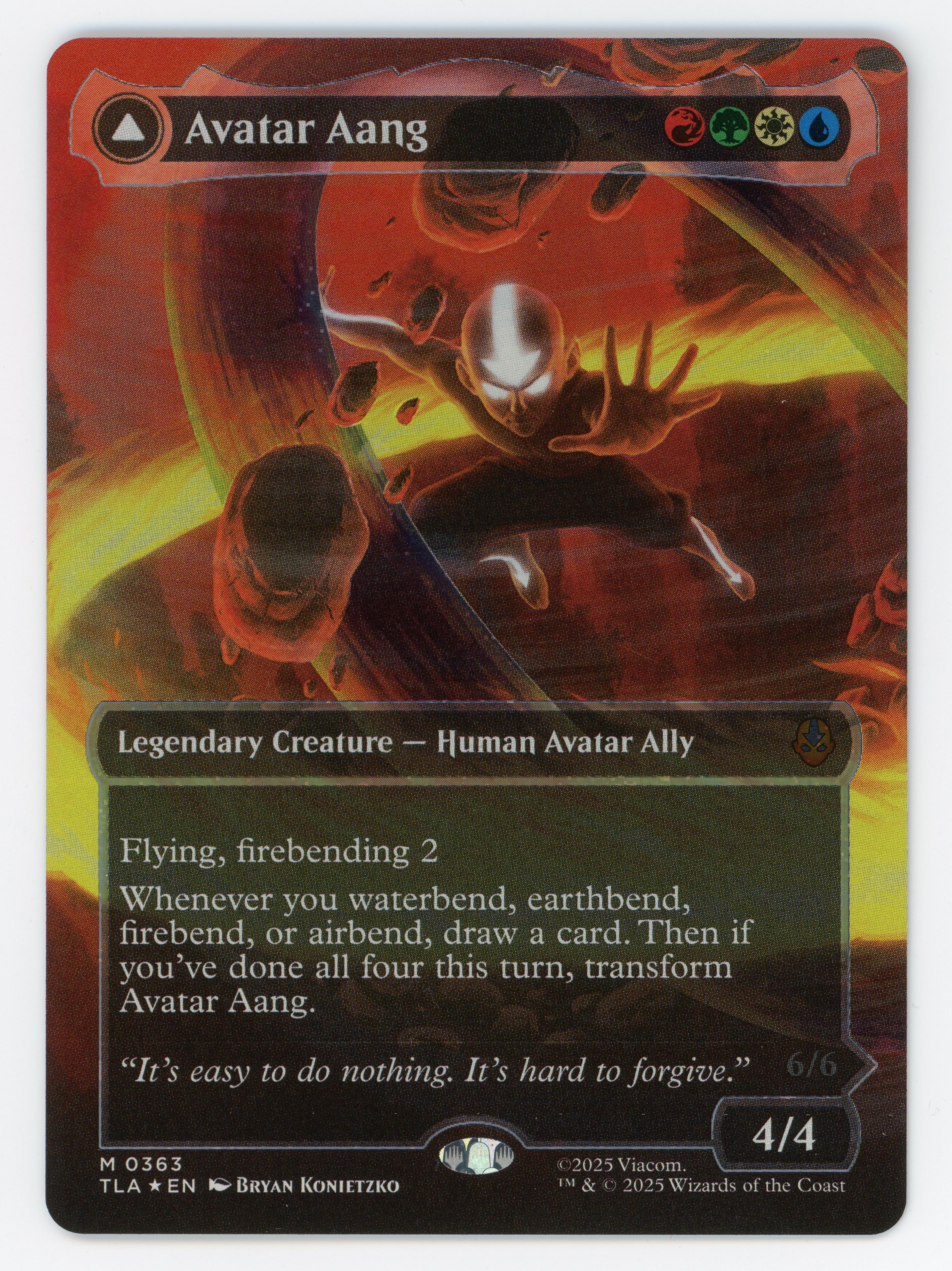 Avatar aang aang – Magic Avatar Aang // Aang, Master of Elements - Borderless - Headliner - Raised Foil - Scan 14853
