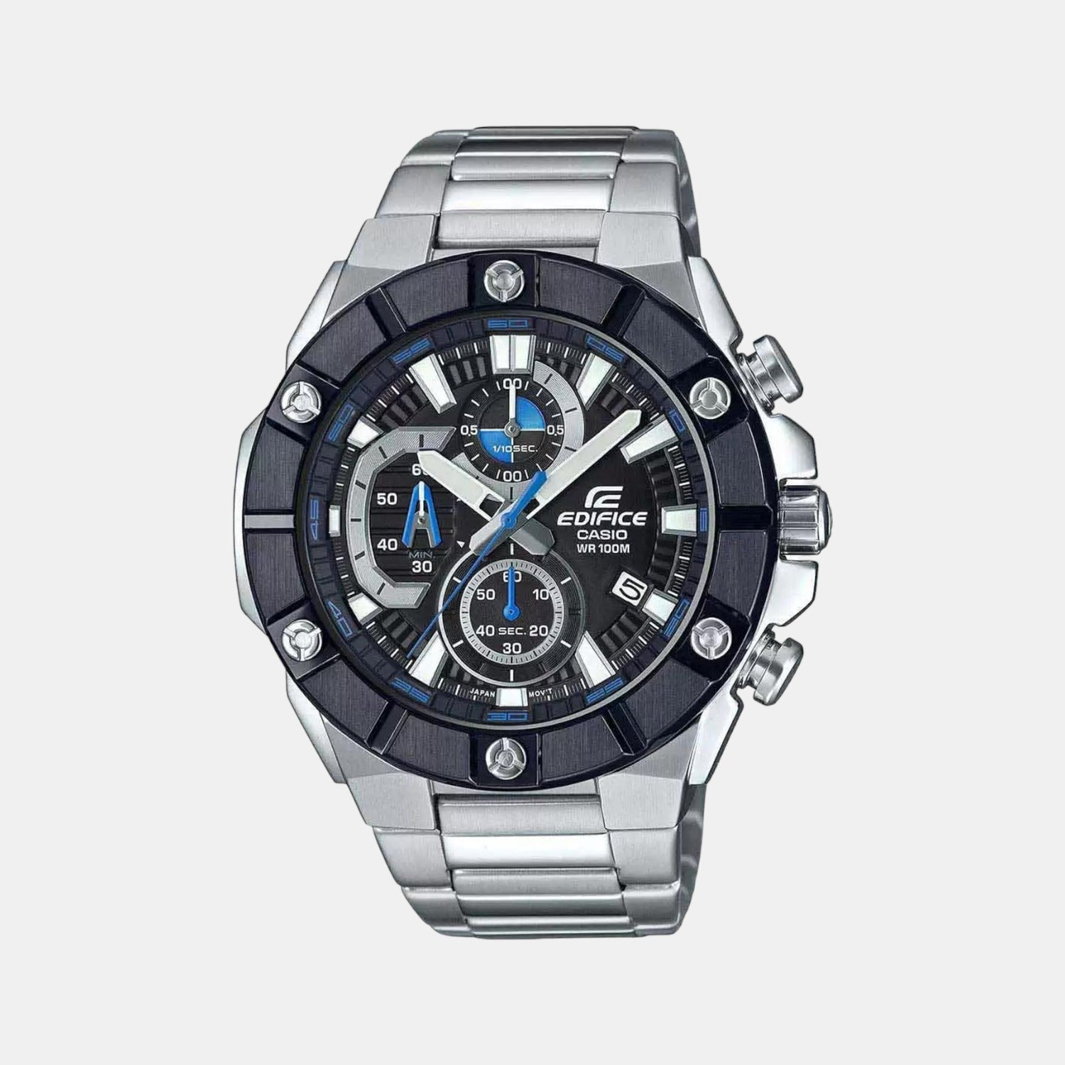 Casio Edifice Men Quartz Black Dial Chronograph Stainless Steel Watch ED488