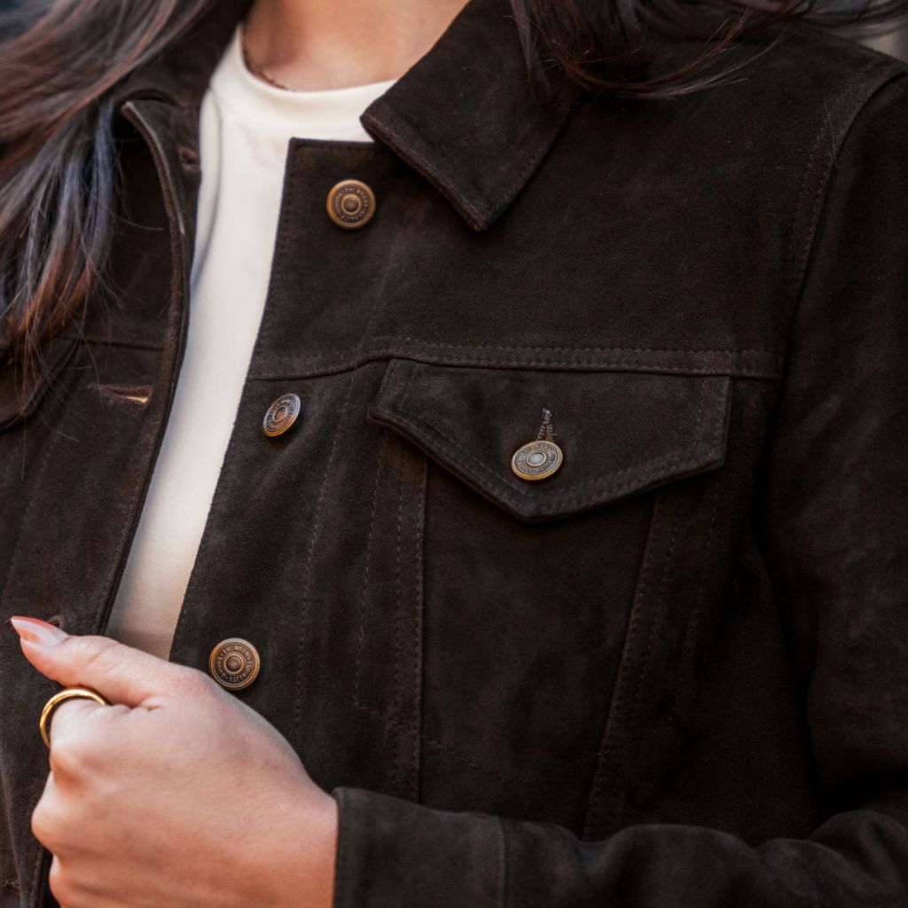 Thursday - Women's Jackets Suede Trucker Jacket | Chocolate - view 2