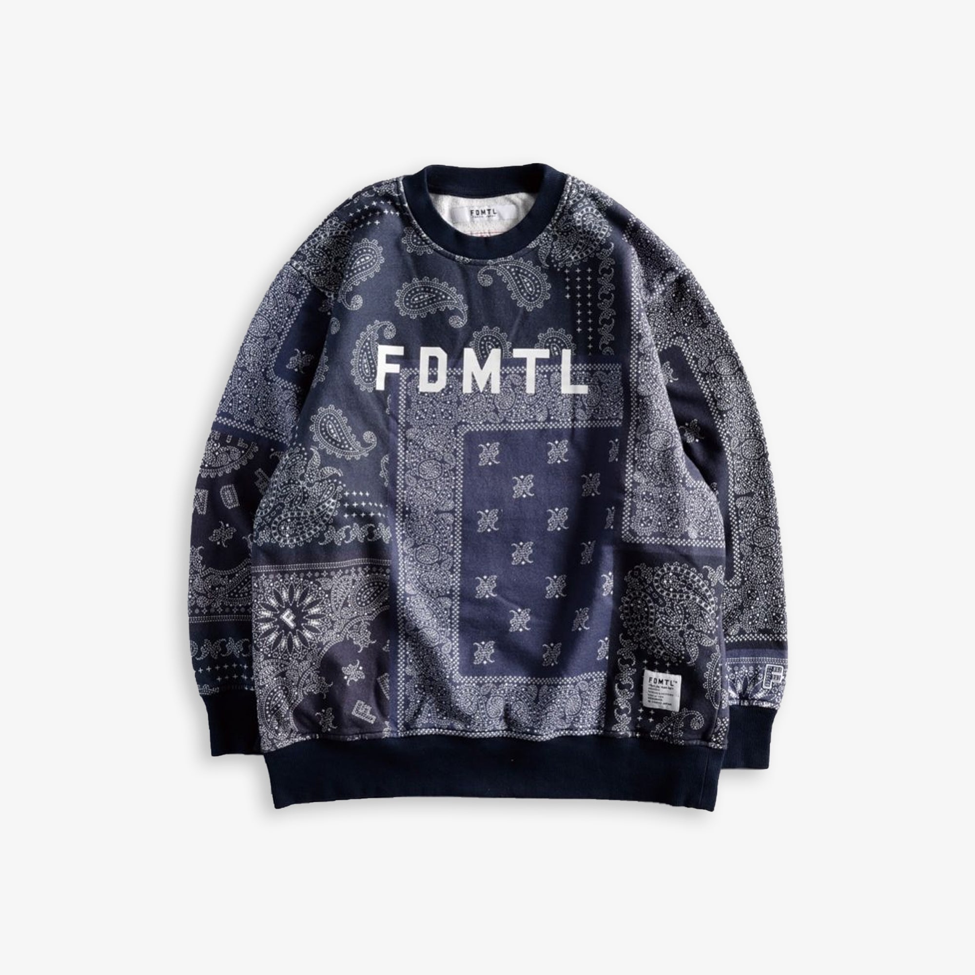 Fdmtl | Printed Patchwork Sweat Shirt { Navy - view 2