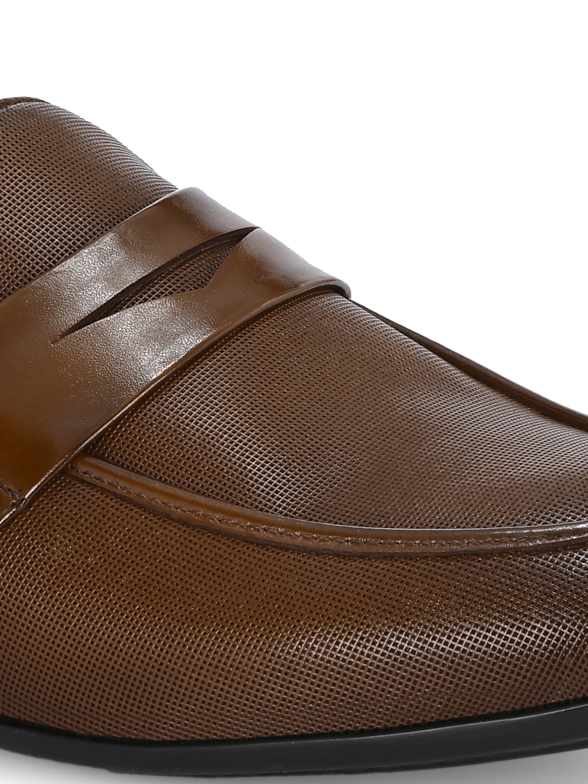 Nova Textured Penny Loafers by Aspeerio – Tan - view 5