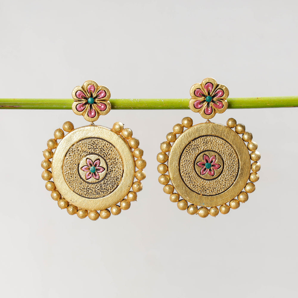 KHUSHBASH - HAPPY LOOM OF EAST Bishnupur Handpainted Terracotta Earrings