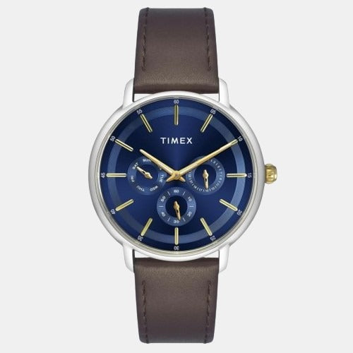 Timex Fashion Men Quartz Blue Dial Chronograph Leather Watch TWEG22001