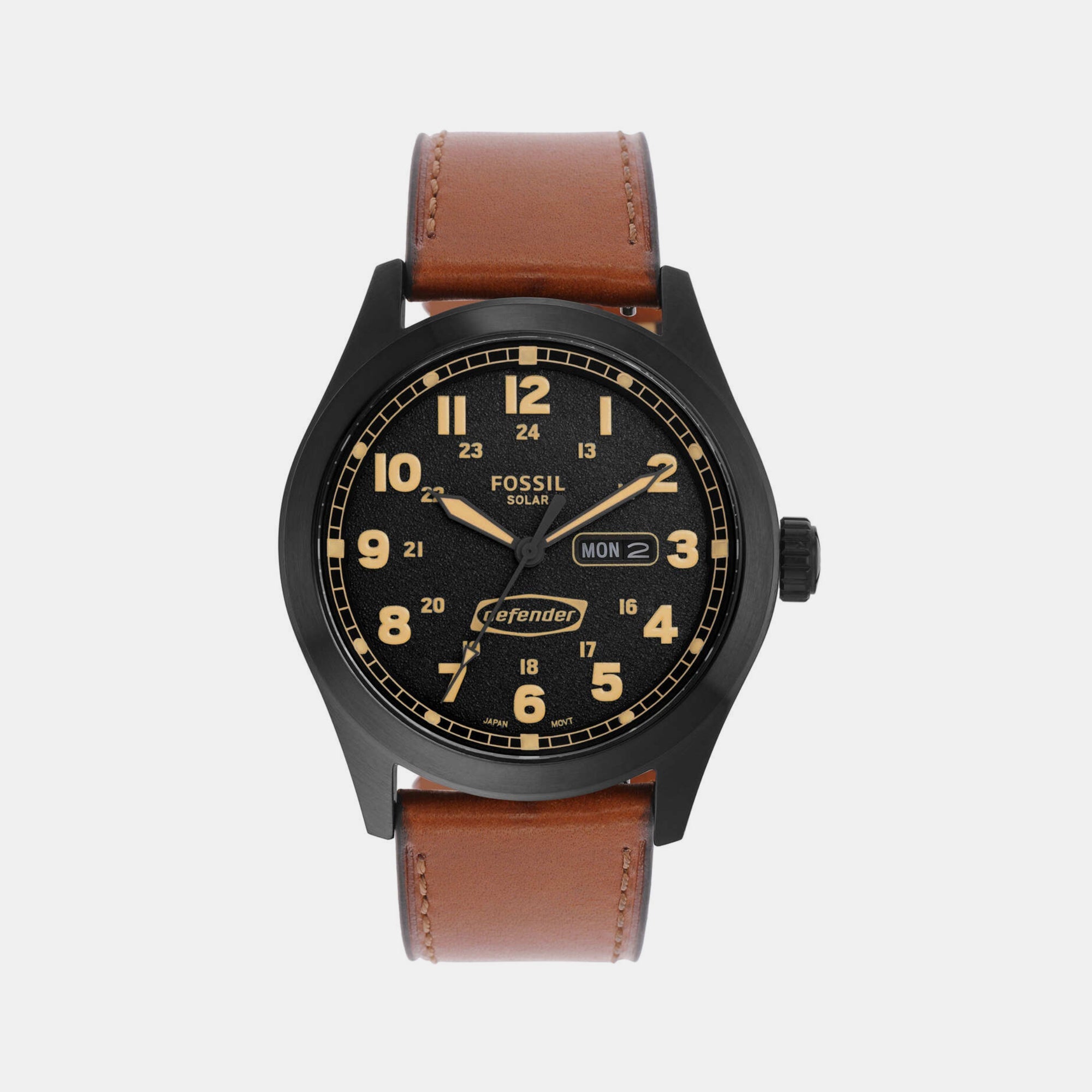Fossil Defender Men Solar Black Dial Analog Leather Watch FS5978
