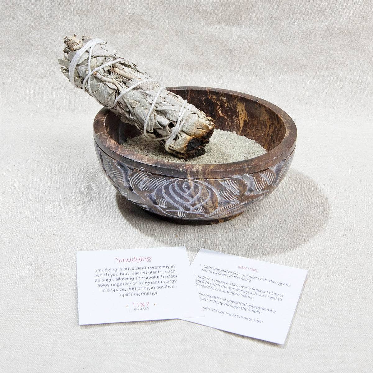 Tiny Rituals Soapstone Carved Smudge Bowl Kit