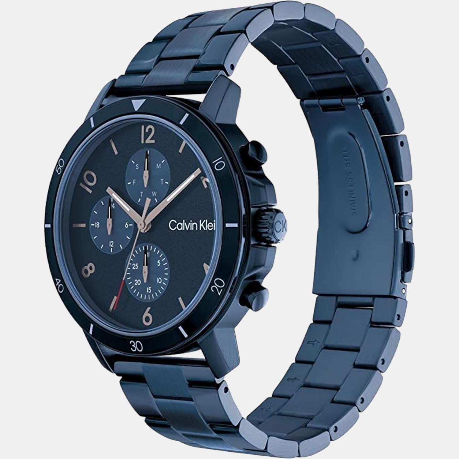 Calvin Klein Gauge Sport Men Quartz Blue Dial Chronograph Stainless Steel Watch 25200068 - view 2