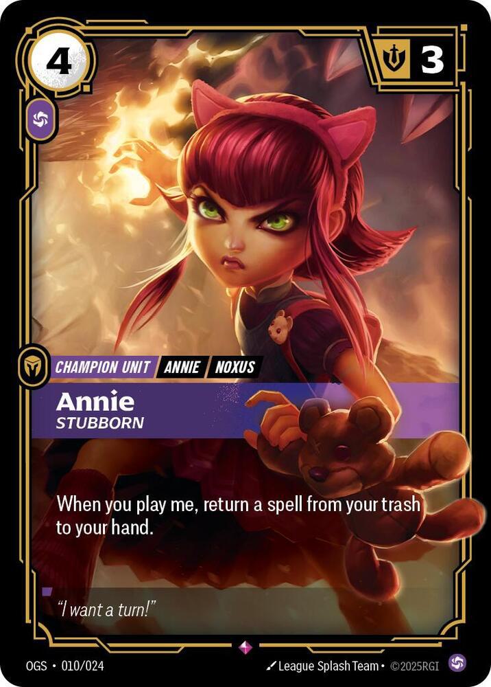 024 origins proving – Riftbound Annie - Stubborn - 010/024 [Origins: Proving Grounds] [Non-Foil]