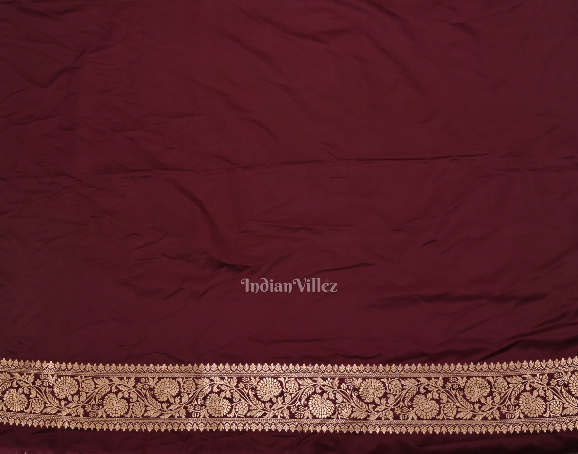 IndianVillèz Wine Purple Soft Pure Mashru Satin Silk Banarasi Saree - view 5