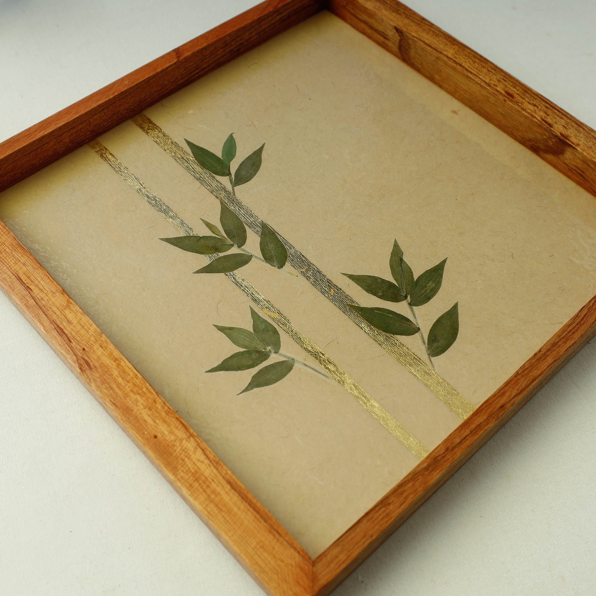 SHRADHANJALI - AN AUROVILLE UNIT Beige - Bamboo Art Work Square Wooden Tray (12 x 11 x 1 in) - view 3