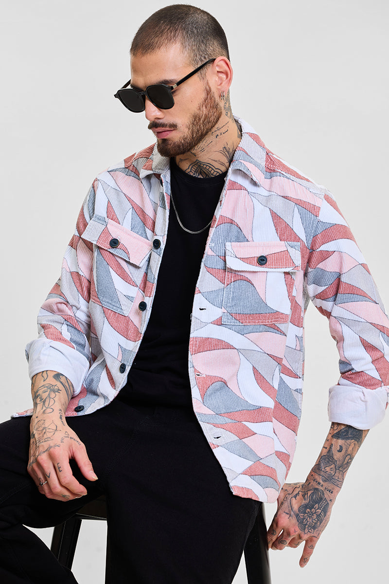 SNITCH Light Pink Abstract Overshirt