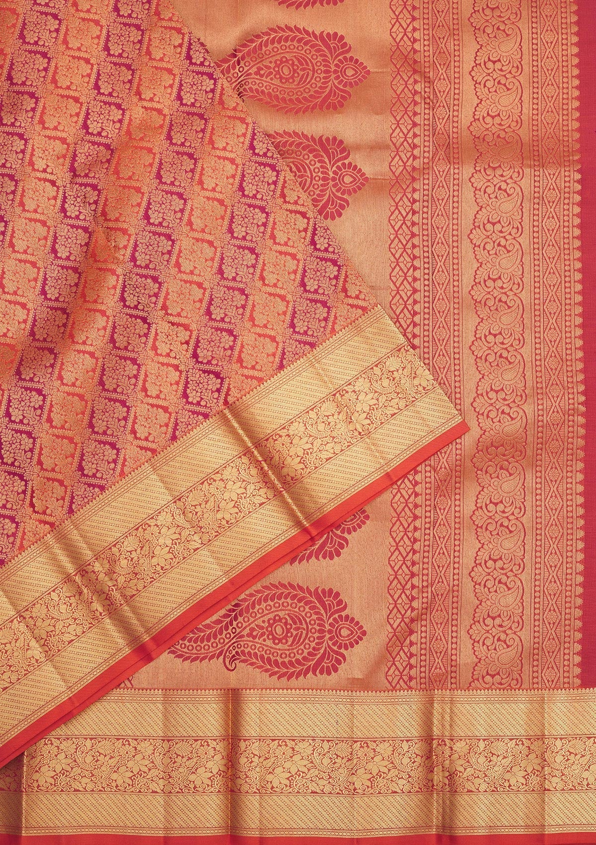 Koskii Orange Zariwork Pure Silk Saree – Women's - view 3