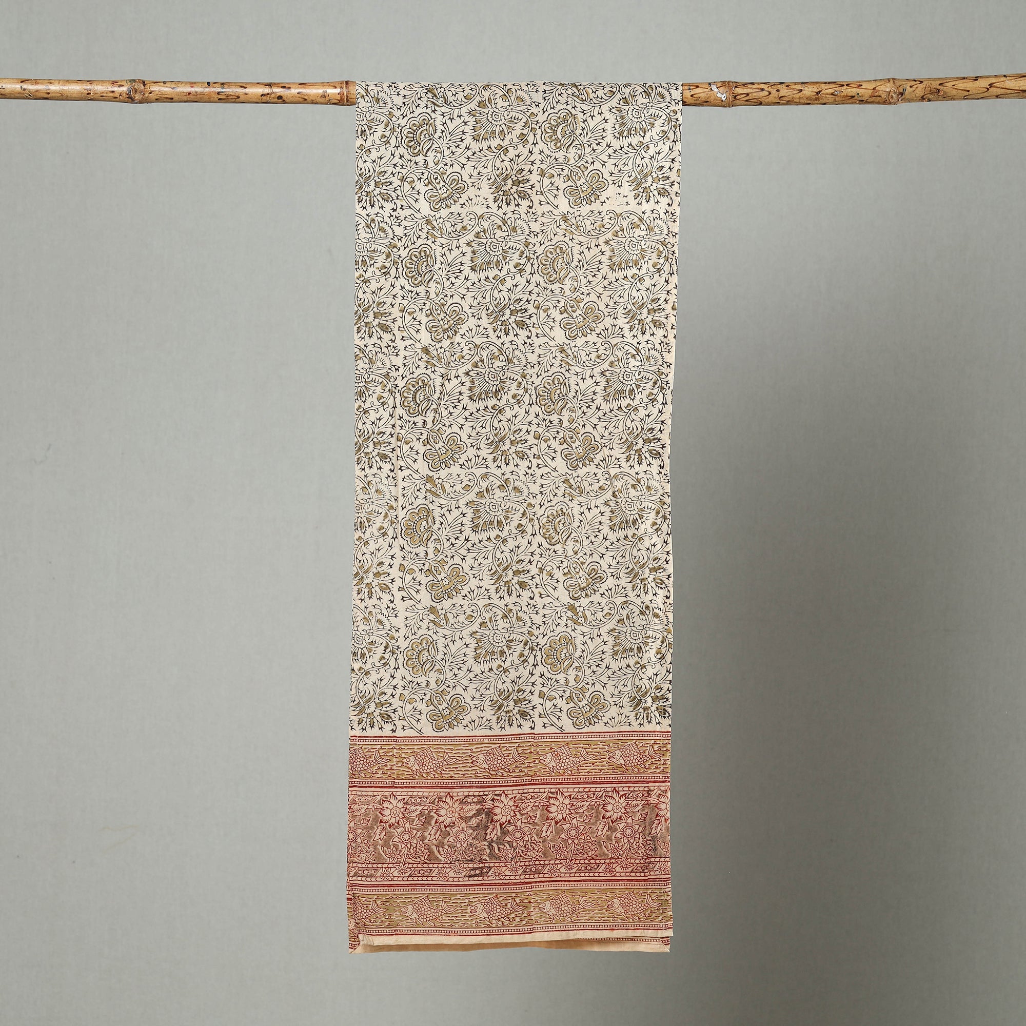 PITCHUKA SRINIVAS KALAMKARI PEDANA Beige - Pedana Block Print Natural Dyed Cotton Kalamkari Stole 16 - view 2