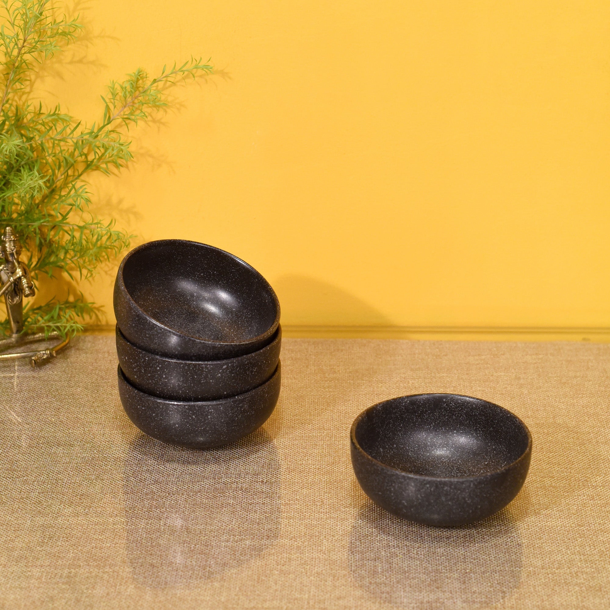 ART CREATIONS BY SUMAN SONTHALIA Black - Starry Night Veg Bowls Set of 4
