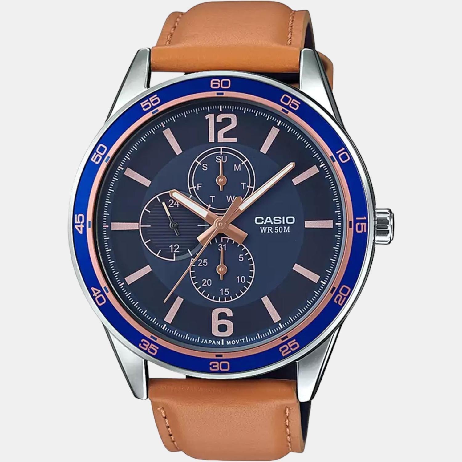 Casio Enticer Men Quartz Black Dial Analog Leather Watch A1532 - view 2