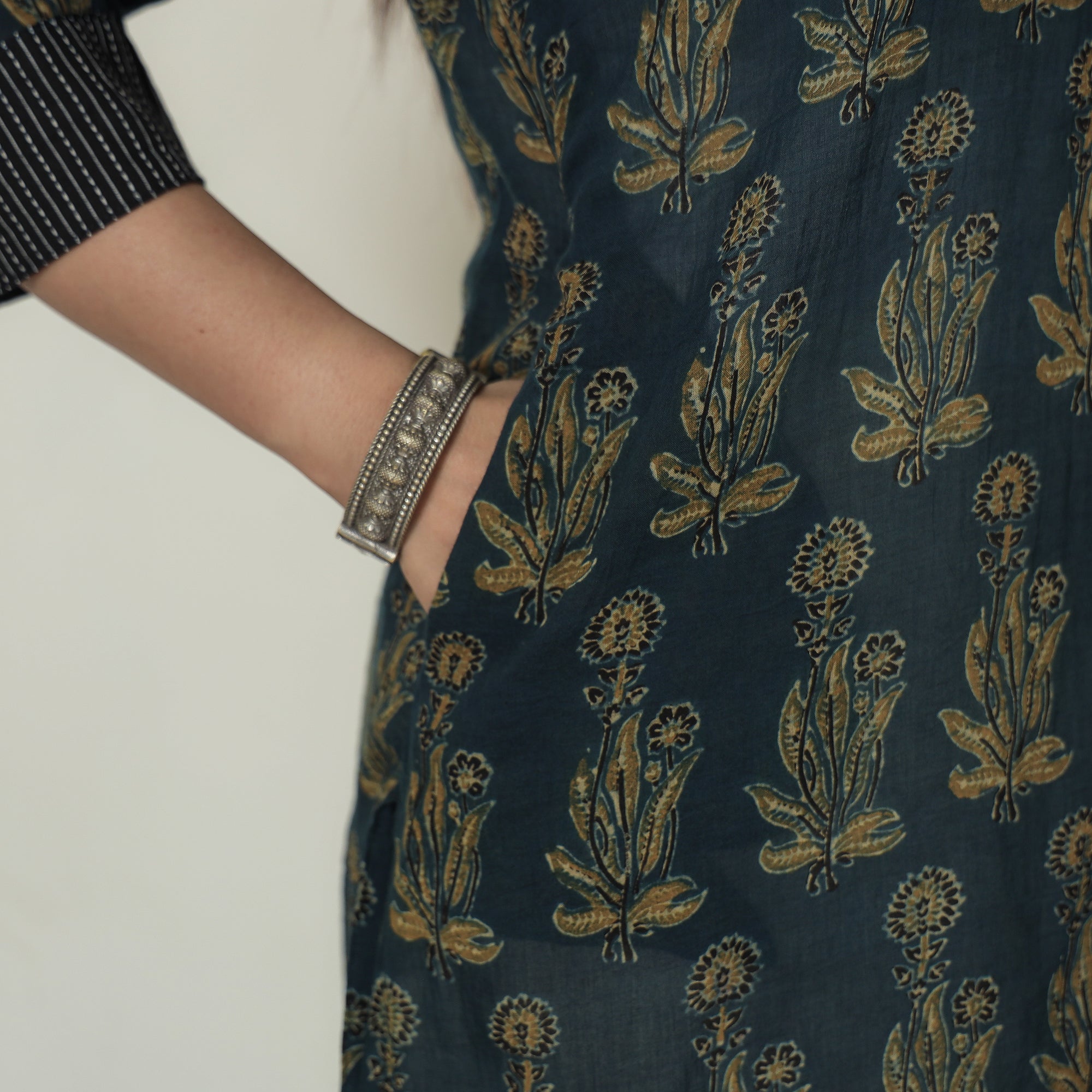 ITOKRI CASUALS Blue - Ajrakh Block Printed Mul Cotton Straight Kurta 15 - view 6