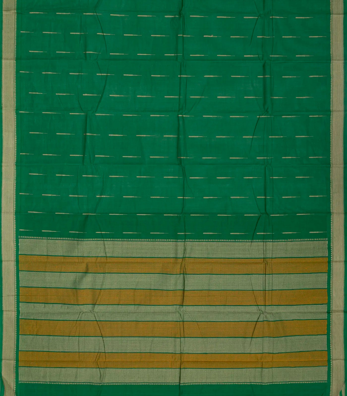 RmKV Green Handloom Kanchi Cotton Saree With Raindrop Buttas - view 2