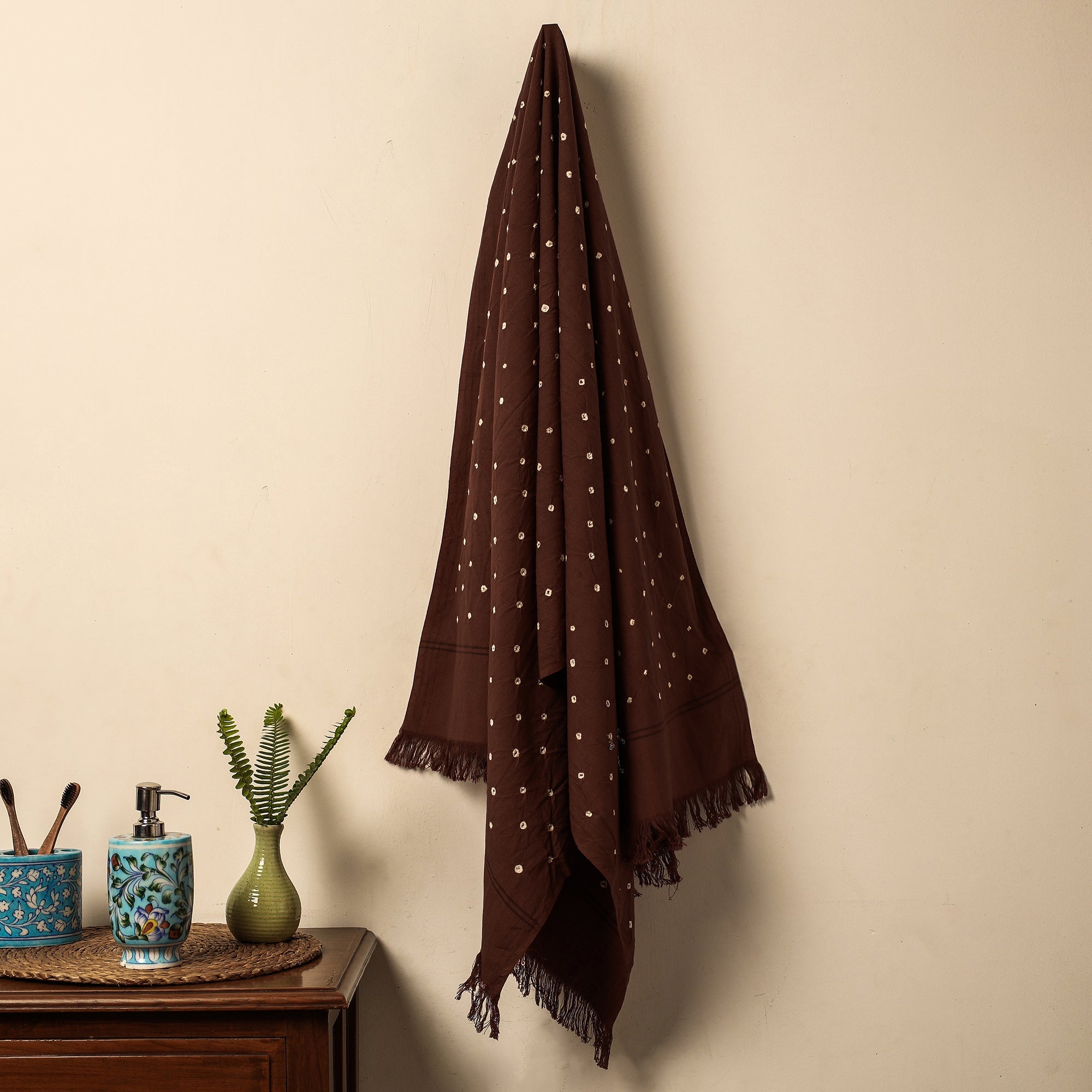 KACHCHH JI CHHAAP Brown - Bandhani Tie-Dye Handloom Cotton Towel