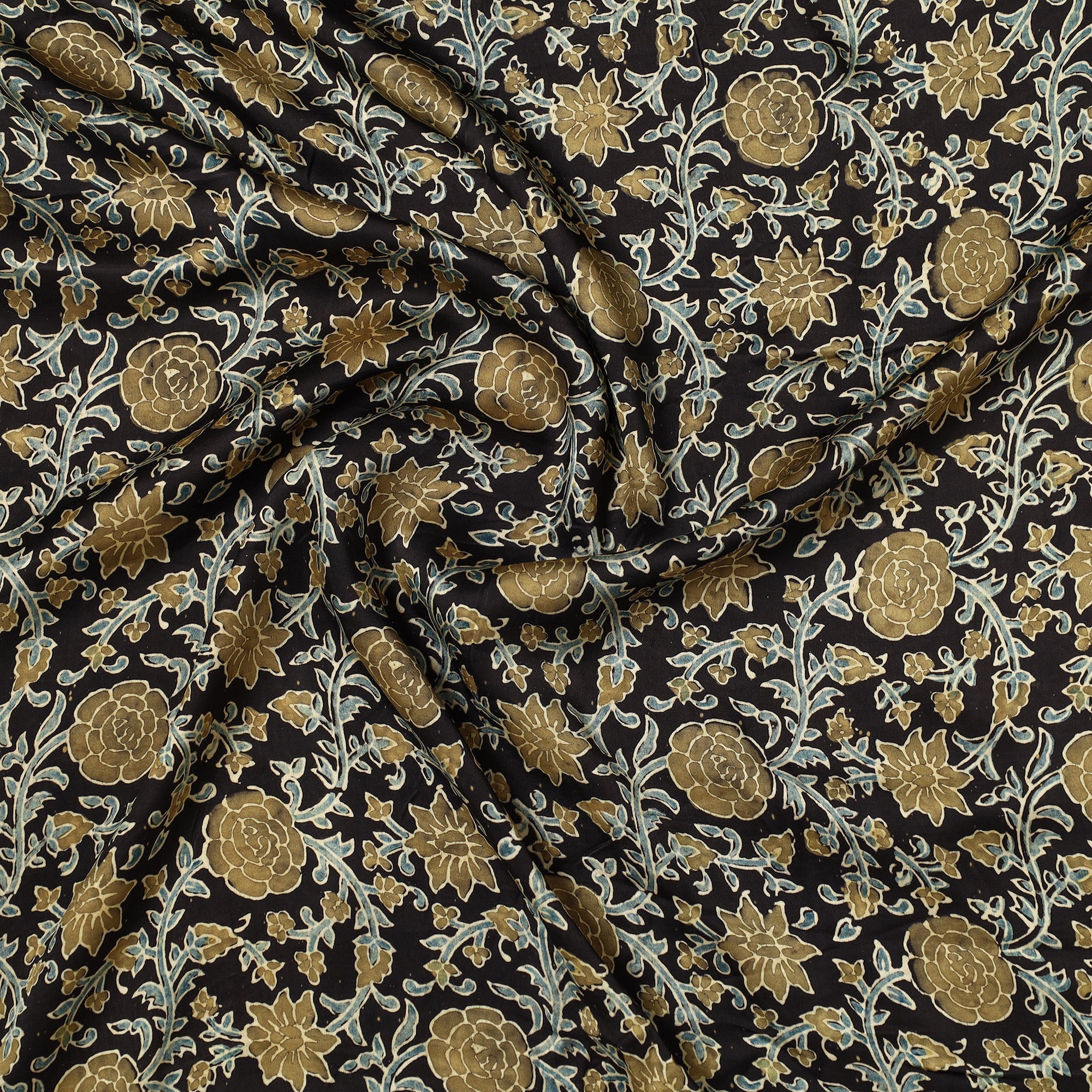 RIYAZ ABDULMAJID KHATRI - AJRAKH Black - Ajrakh Hand Block Printed Modal Silk Precut Fabric (1.3 meter) 58 - view 2