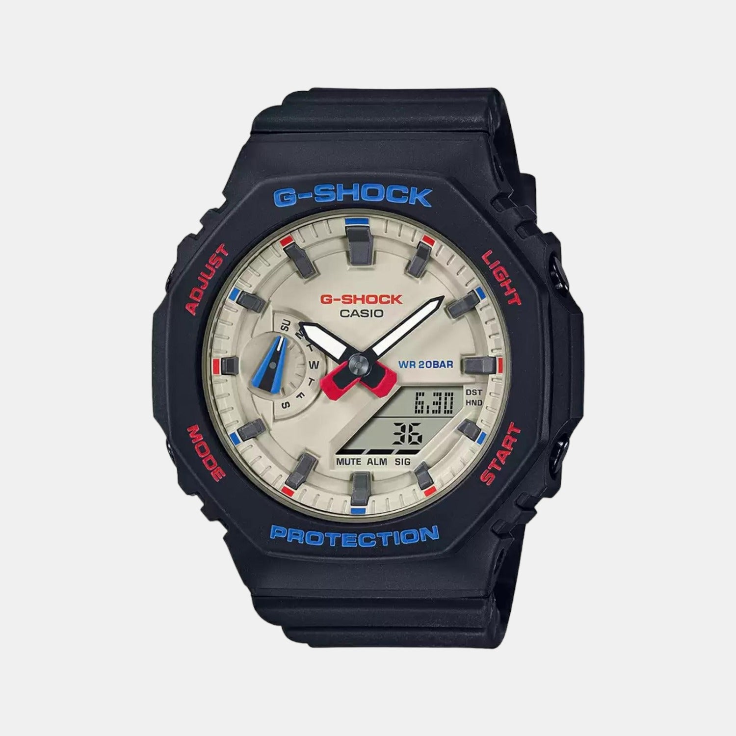 Casio G-Shock Women Quartz White Dial Analog-Digital Stainless Steel Watch G1186