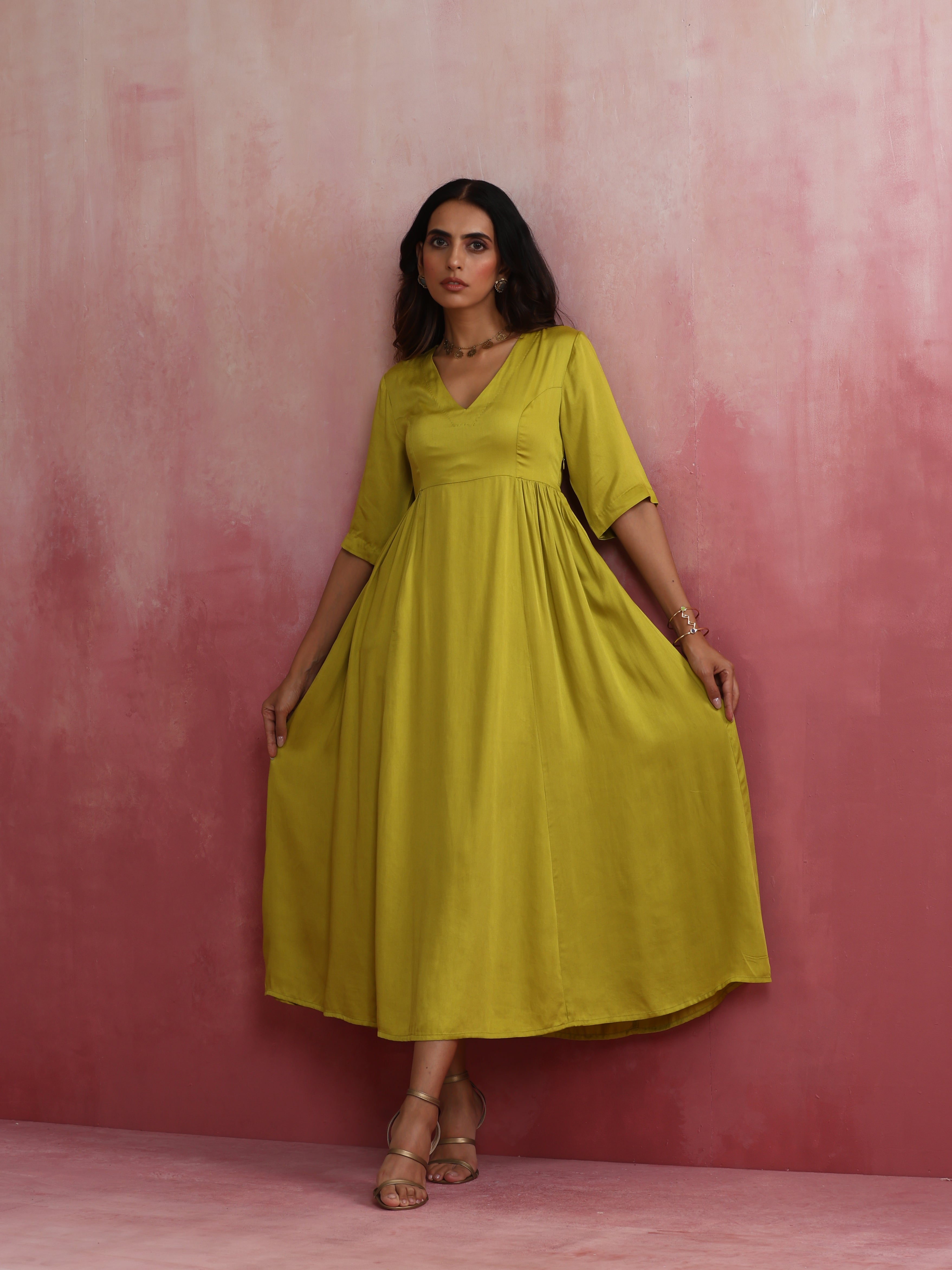 trueBrowns Modal Lime Green Dress - view 3