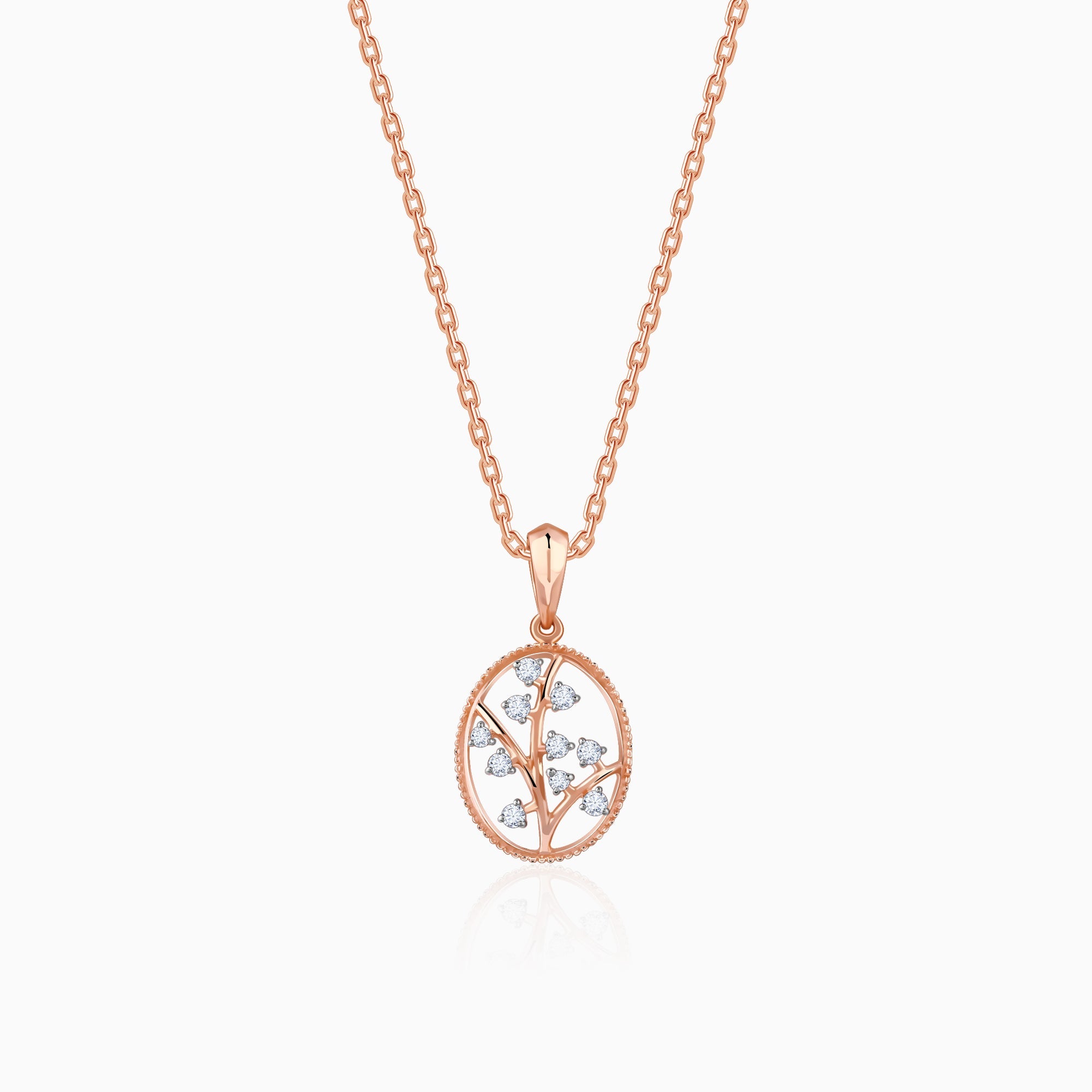 GIVA Jewellery Rose Gold Inspiring Tree Diamond Pendant