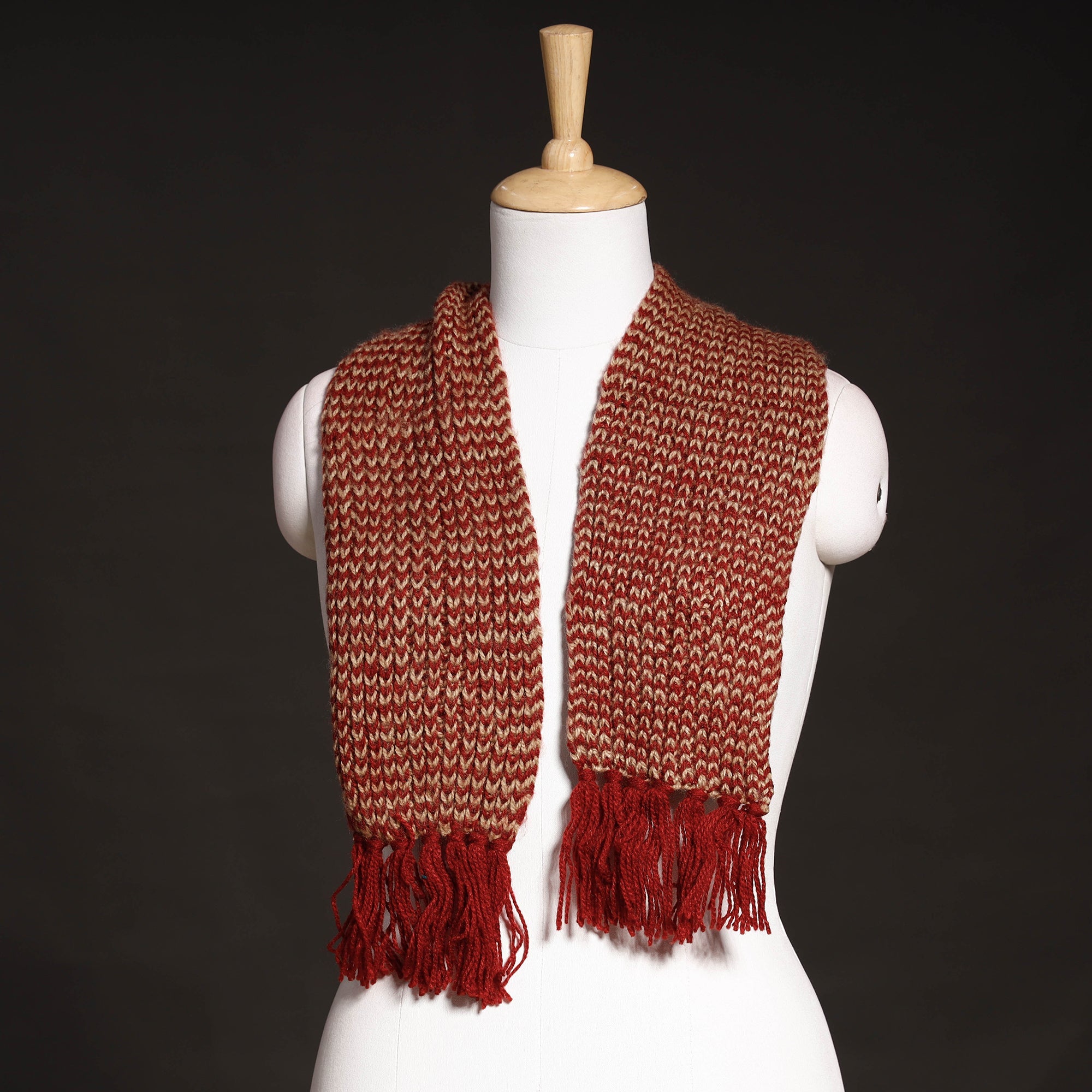 KILMORA Brown - Kumaun Hand Knitted Woolen Muffler (66 in)