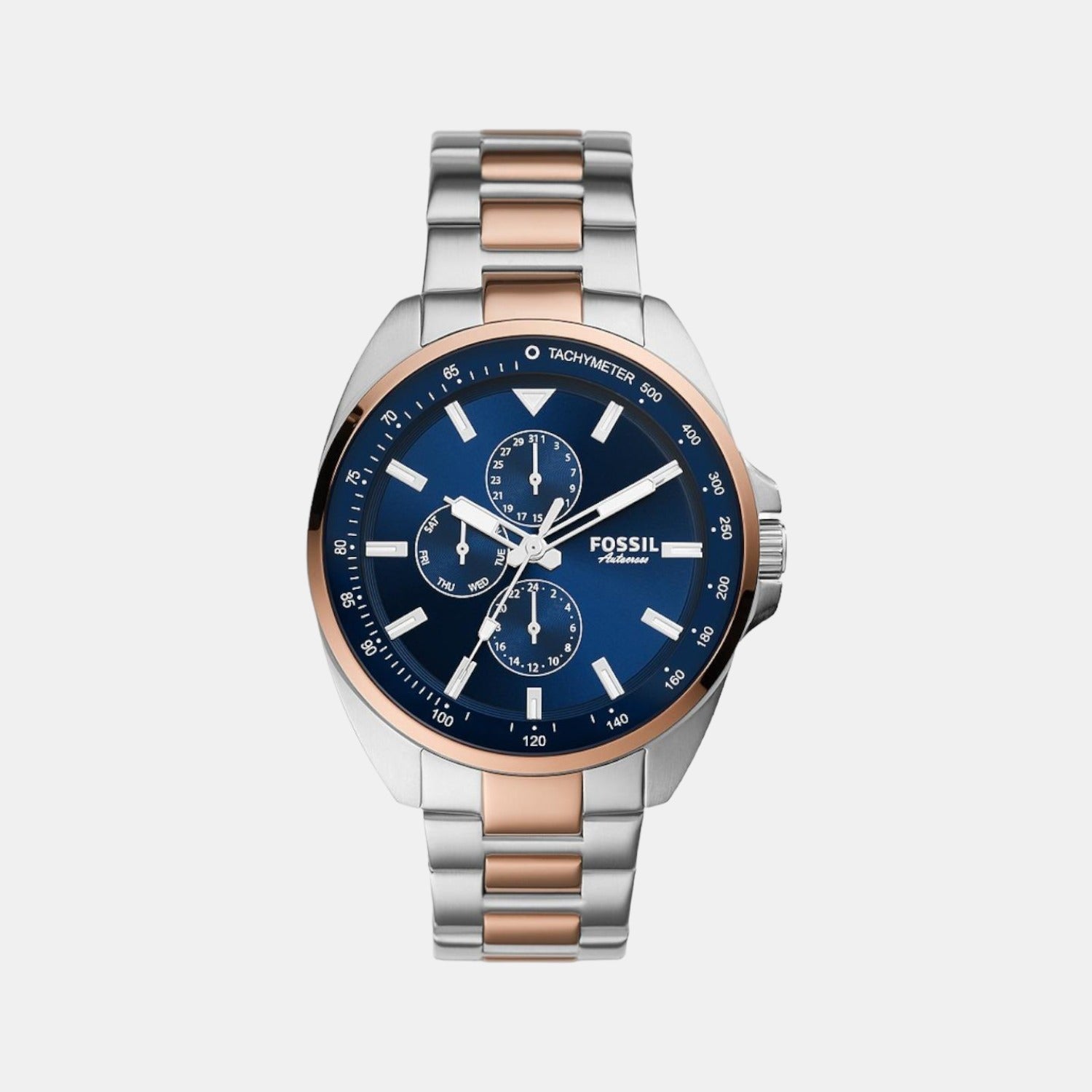 Fossil Autocross Men Quartz Blue Dial Chronograph Stainless Steel Watch BQ2552