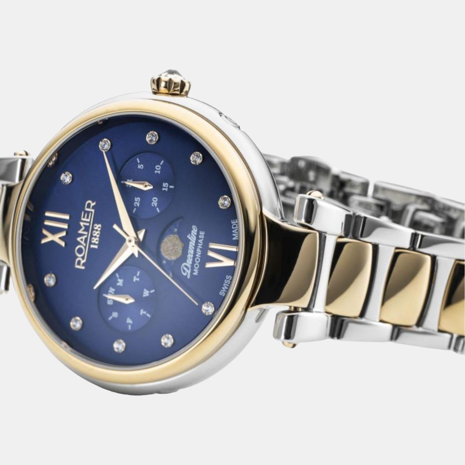 Roamer Dreamline Moonphase Women Quartz Blue Dial Analog Stainless Steel Watch 858801 48 49 50 - view 2