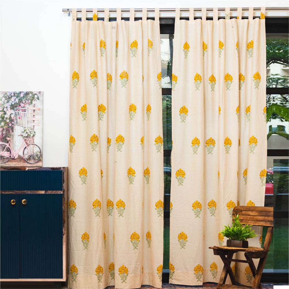 100 cotton room – Urban Space -Home Furnishing Store 100% Cotton Room Darkening Curtains, Pack of 2 - Marigold Yellow