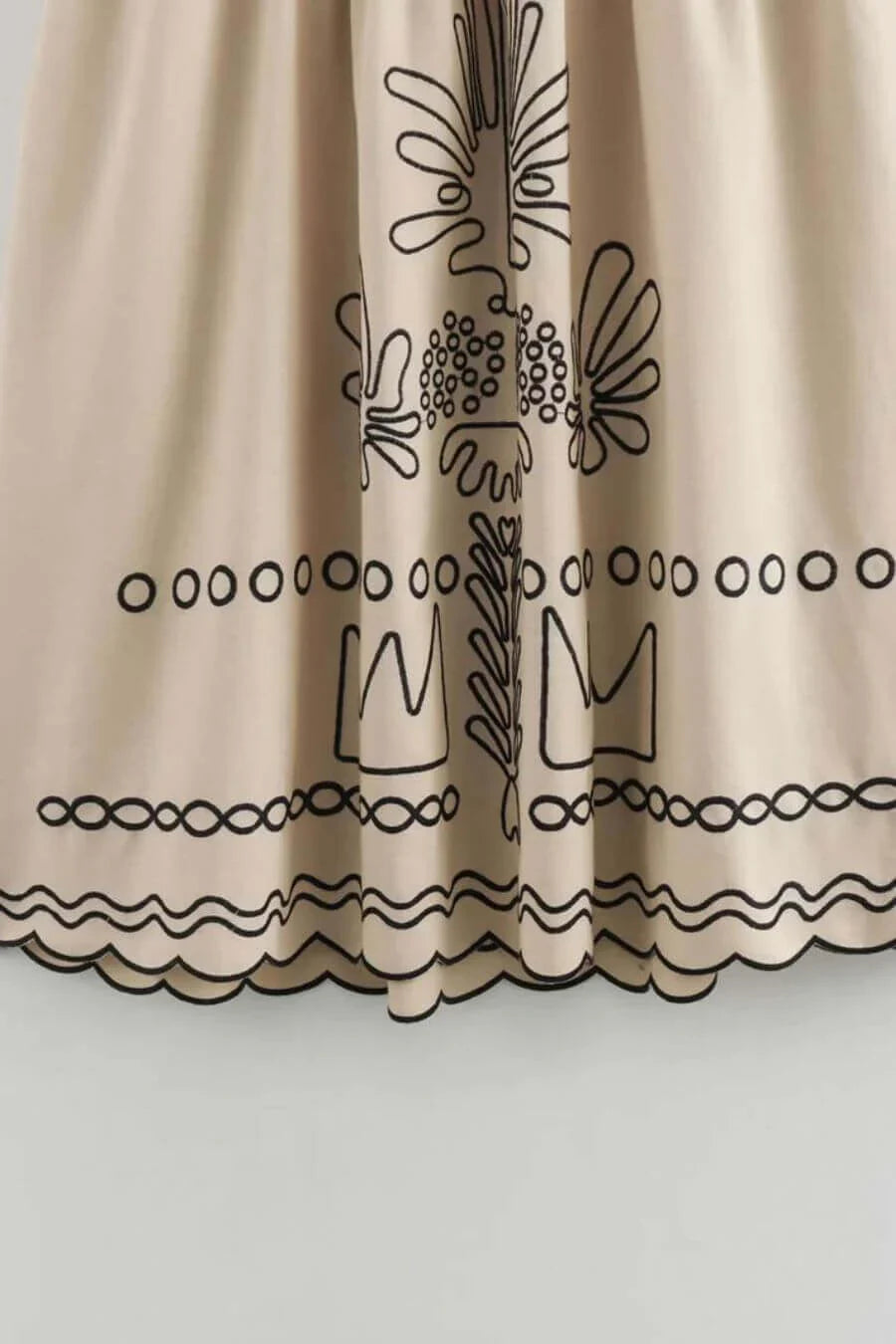 Alamode By Akanksha Jamie Embroidered Holiday Midi Dress in Beige - Luxe Collection - view 2