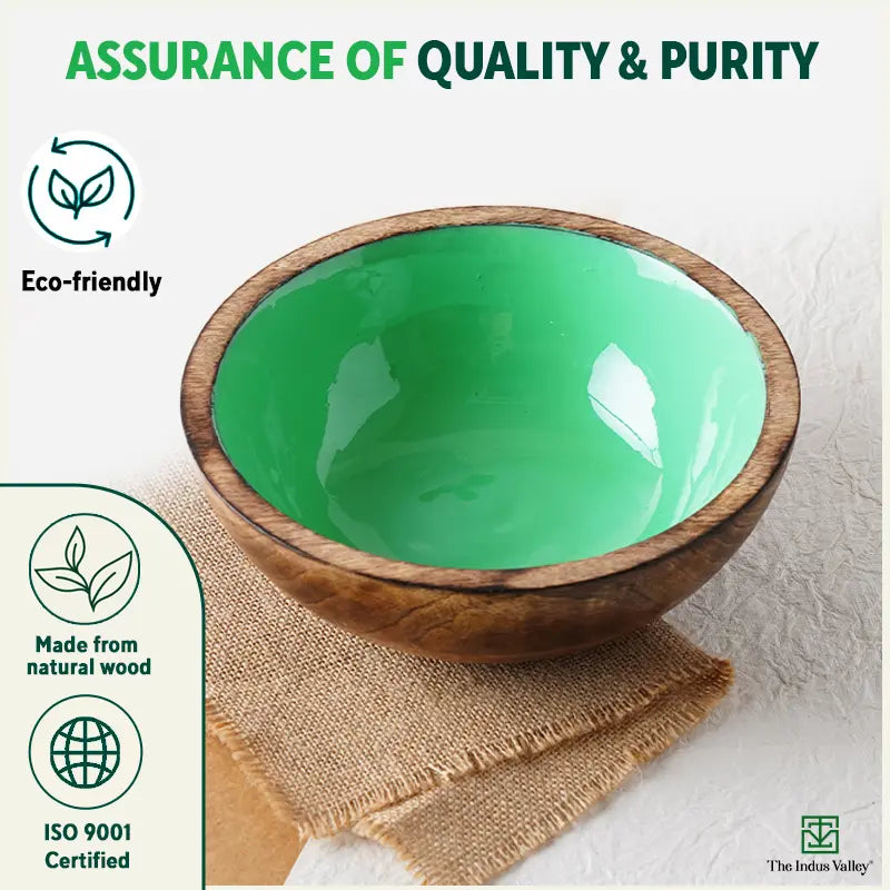 The Indus Valley Ceramic Glazed Mango Wood Bowl - view 4