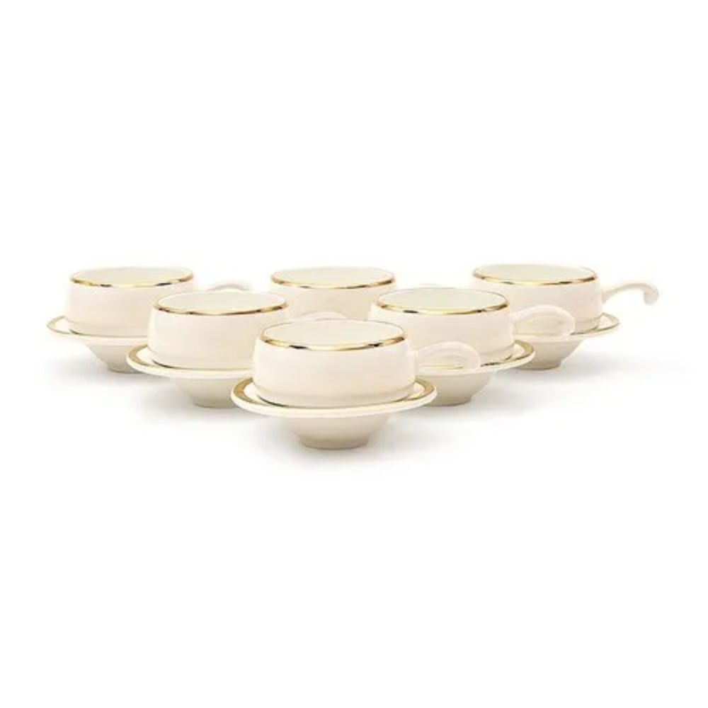 Clay Craft Lillyput Cup & Saucer Set | 100 ML | White | Set of 6 Pcs - view 2