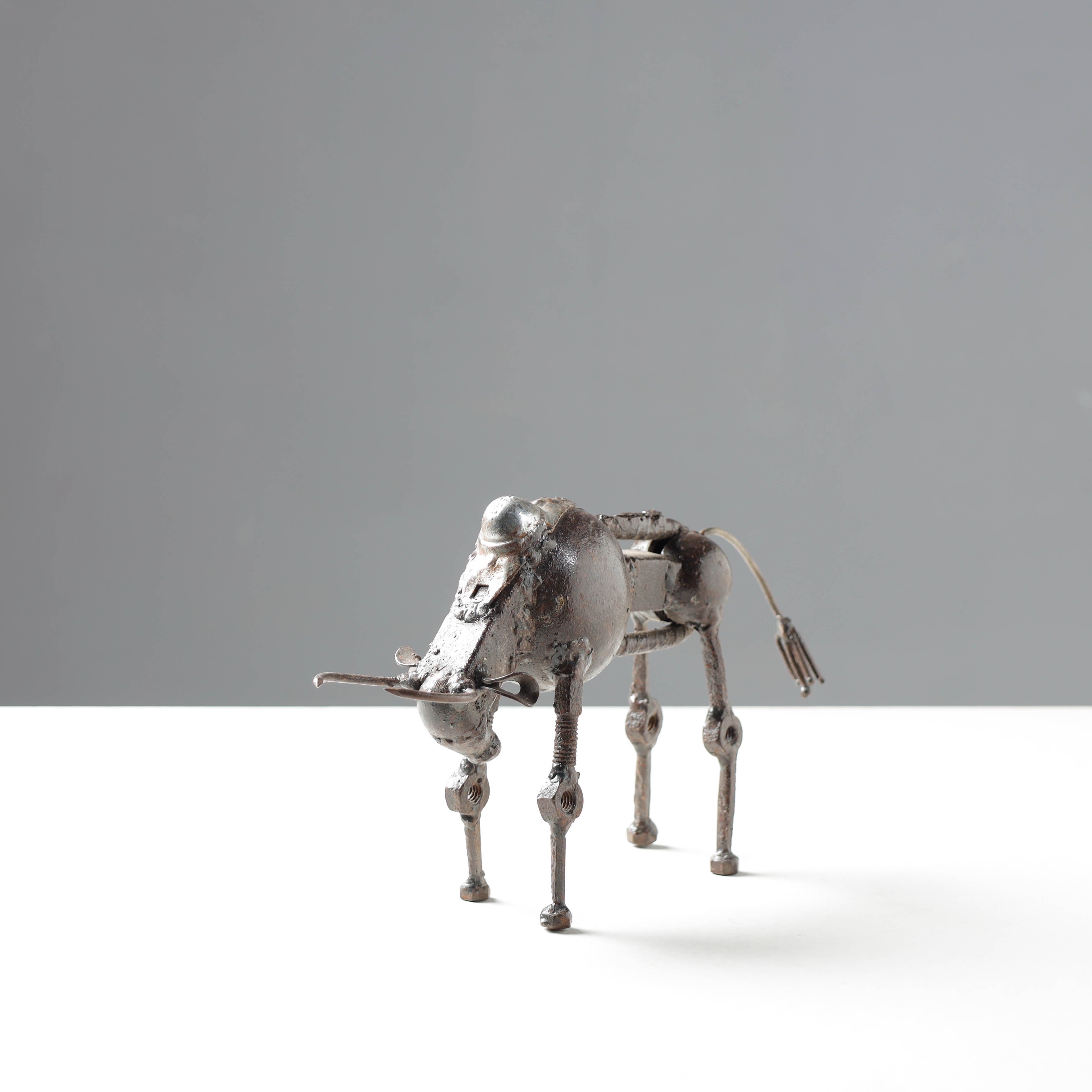 Bison - Handmade Recycled Metal Sculpture by Debabrata Ruidas - view 2