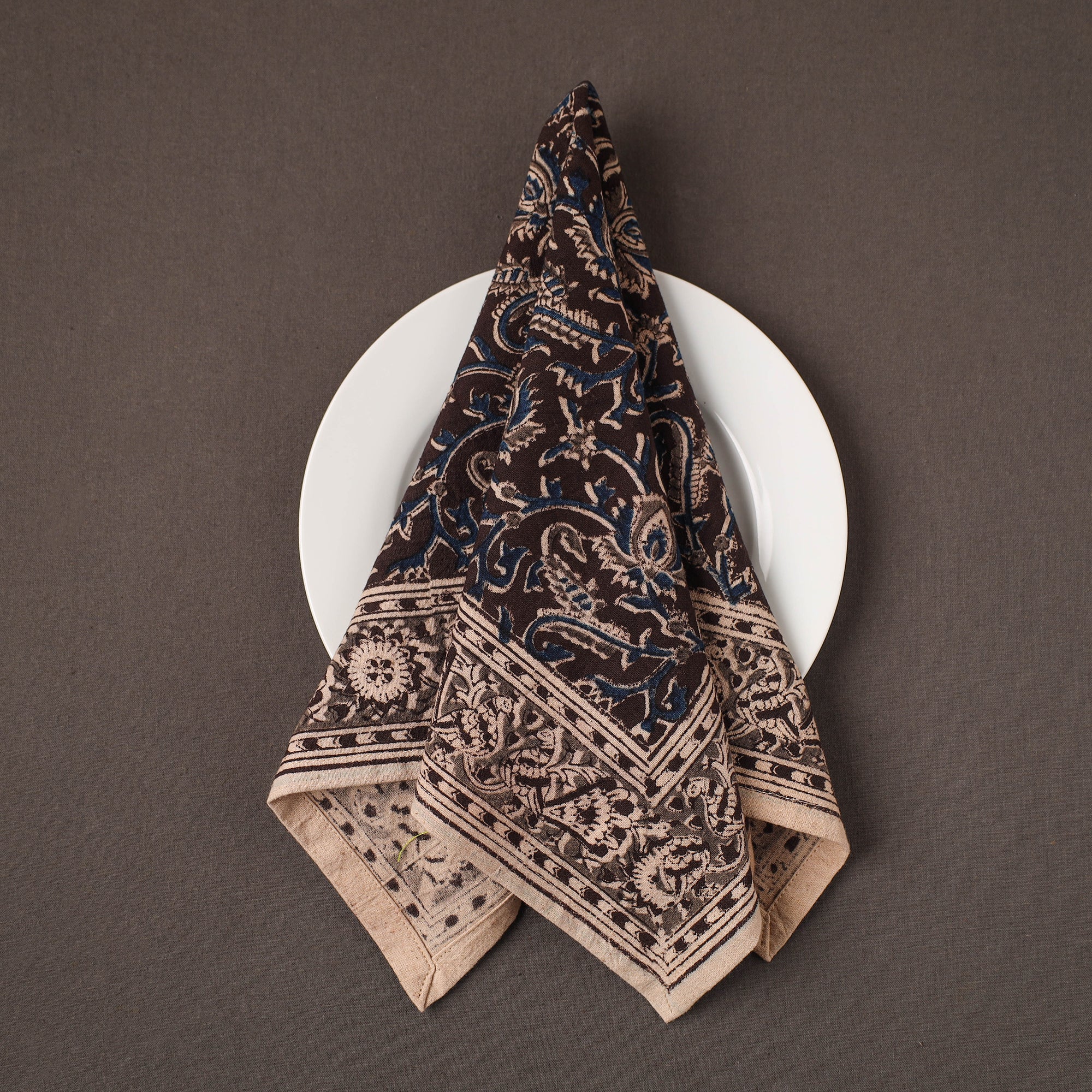 PITCHUKA SRINIVAS KALAMKARI PEDANA Brown - Pedana Kalamkari Block Print Natural Dyed Cotton Napkin 76