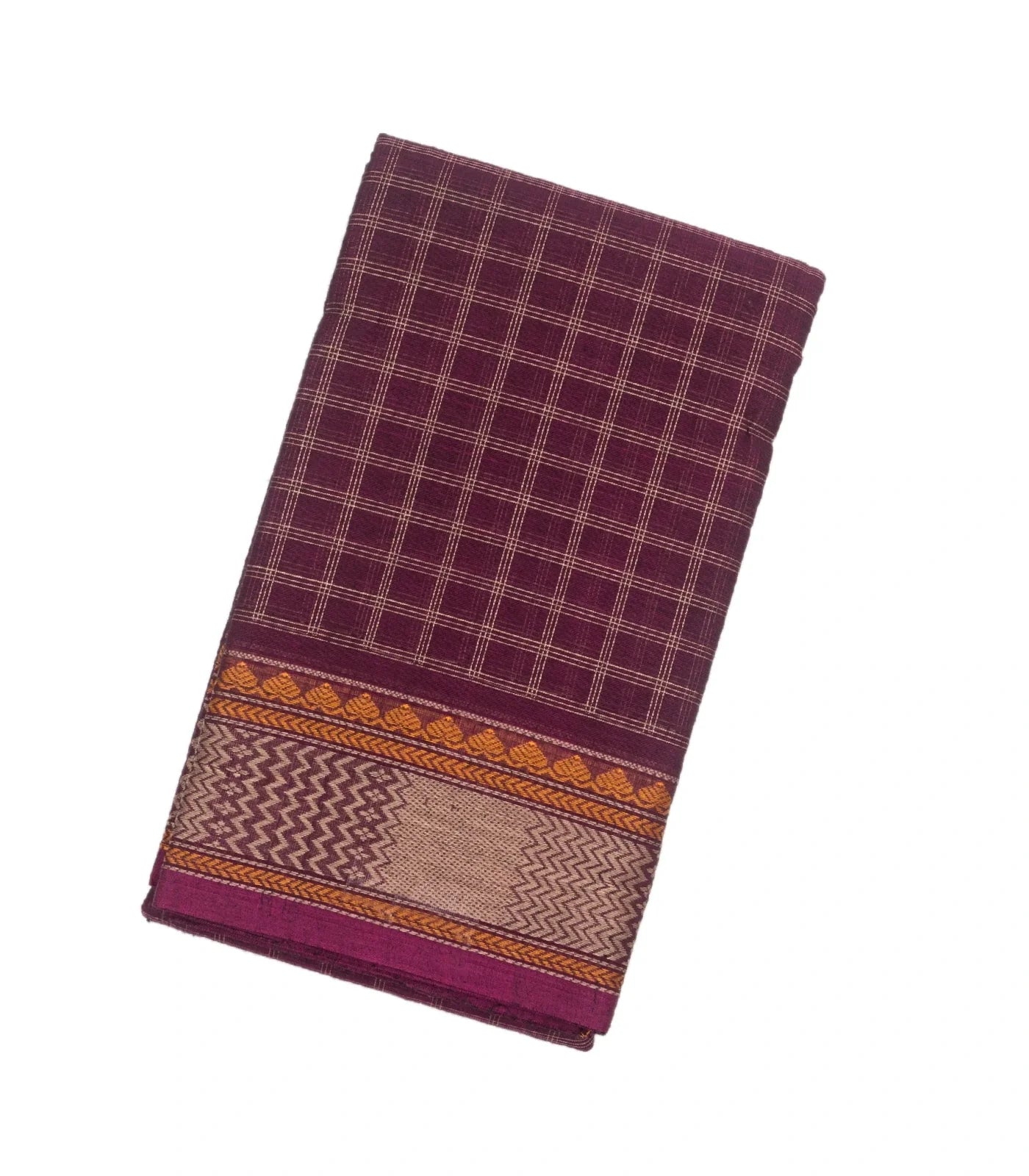 RmKV Magenta Handloom Kanchi Cotton Saree With Checks