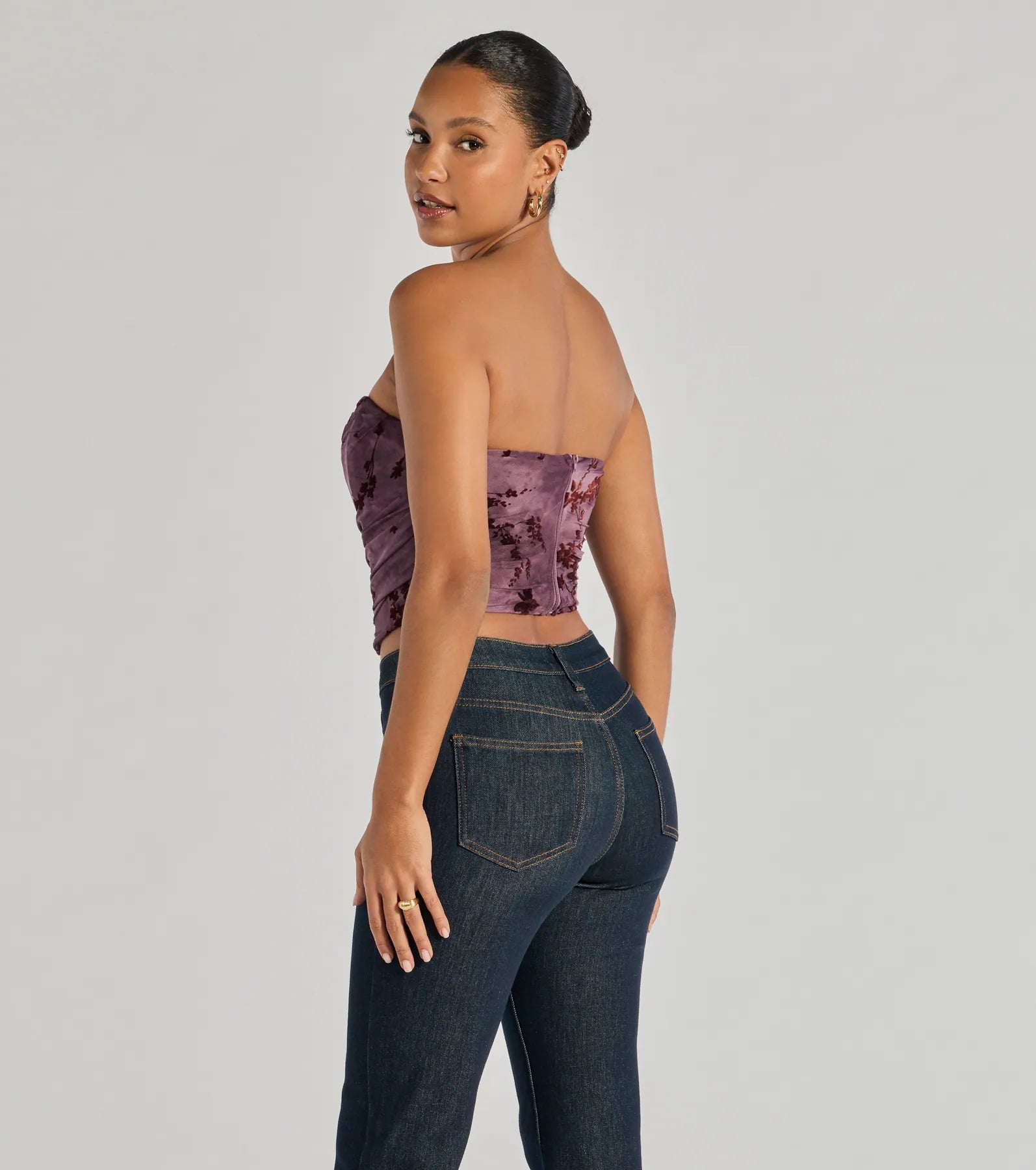 Windsor Floral Passion Ruched Cropped Corset Top - view 2