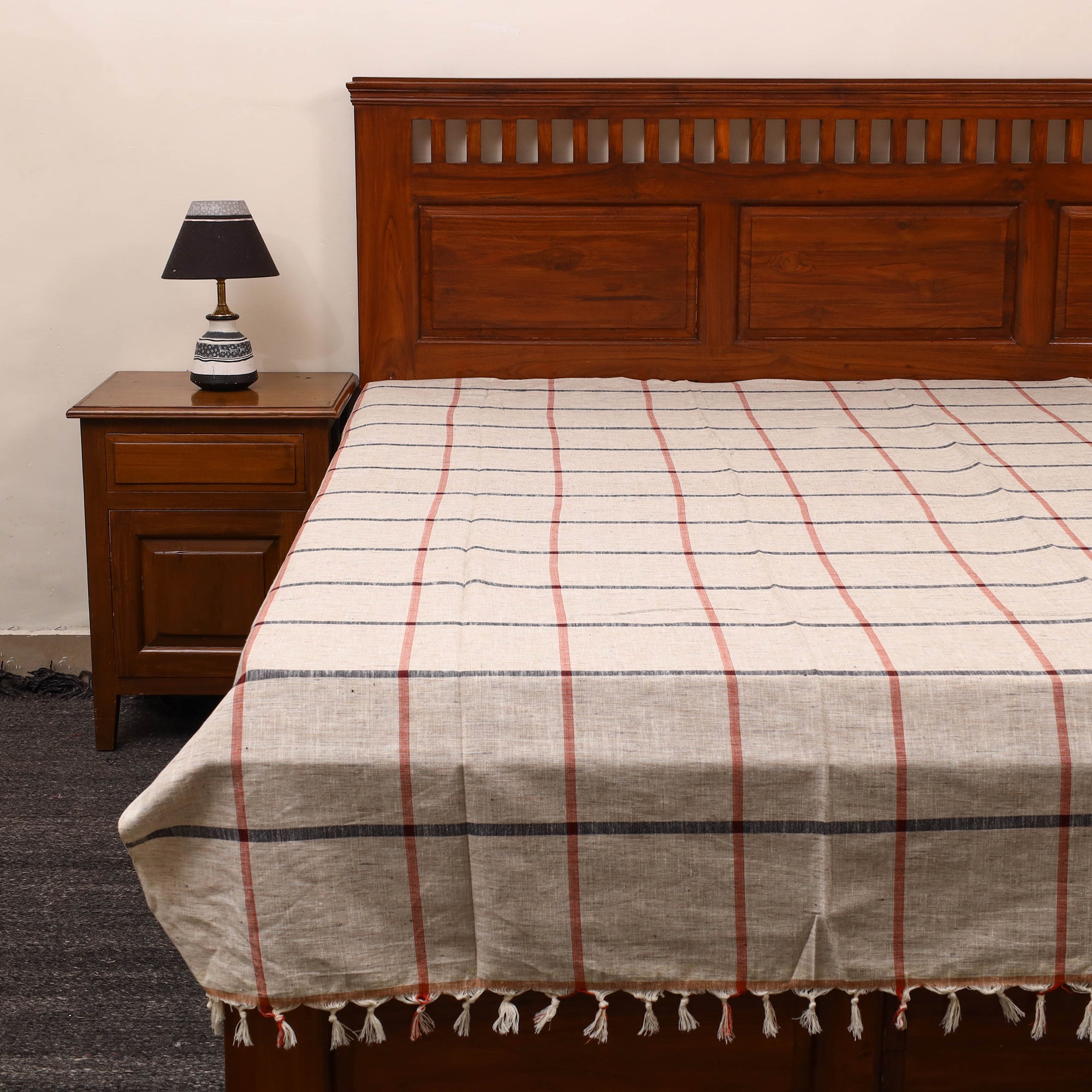 GWALIOR HANDLOOMS Beige - Plain Cotton Single Handloom Bed Cover (90 x 60 in) 76
