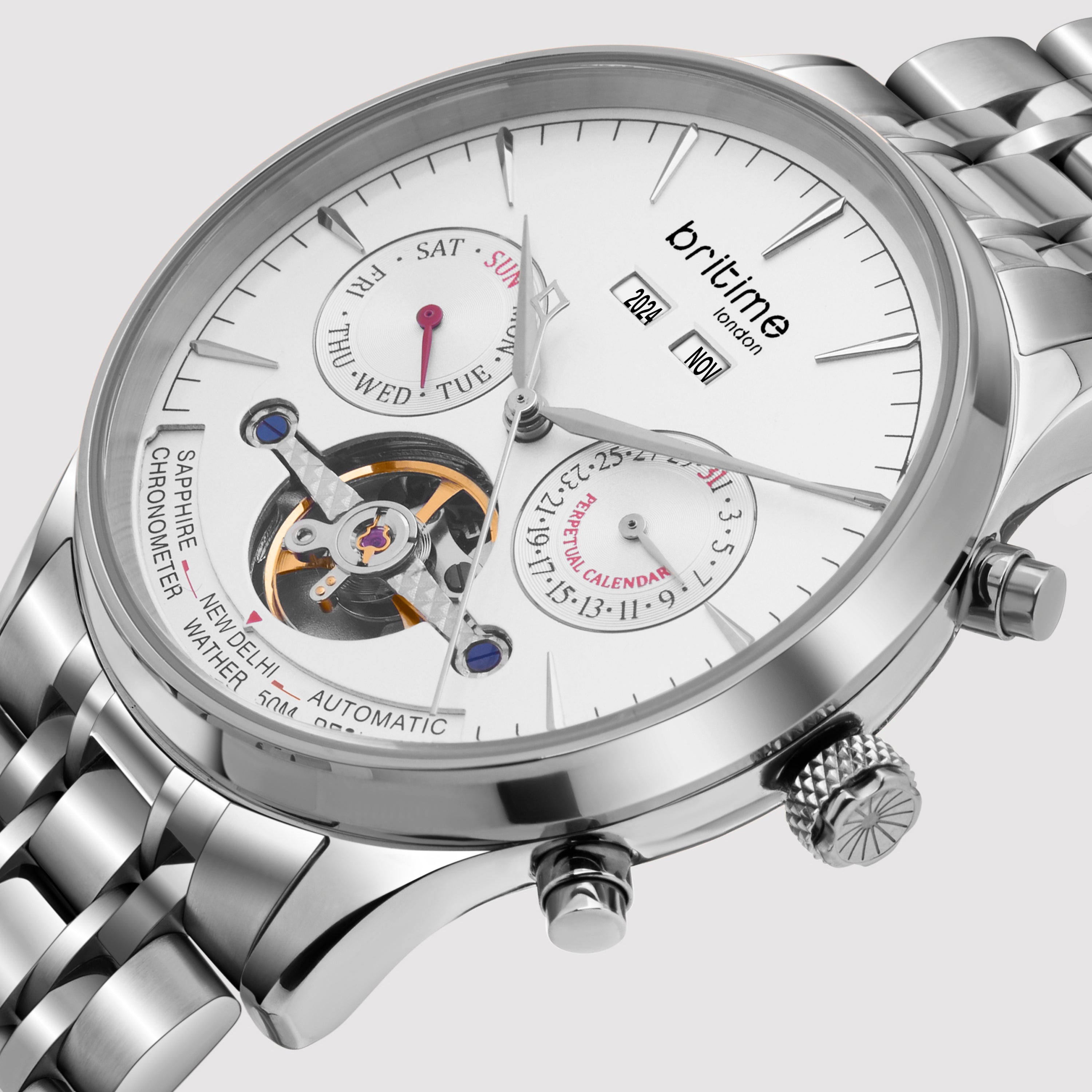 Britime Celestial Men Automatic Silver Dial Chronograph Metal Watch 867-M10301 - view 2