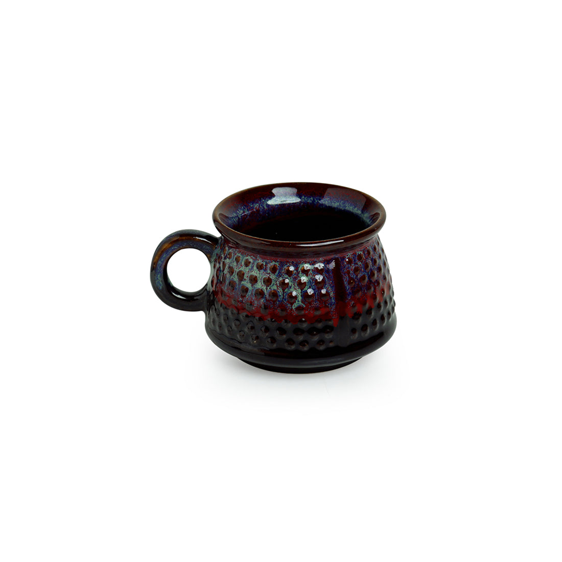 EXCLUSIVELANE 'Dimples of Crimson' Hand Galzed Studio Pottery Ceramic Tea & Coffee Cups (Set Of 6) - view 3