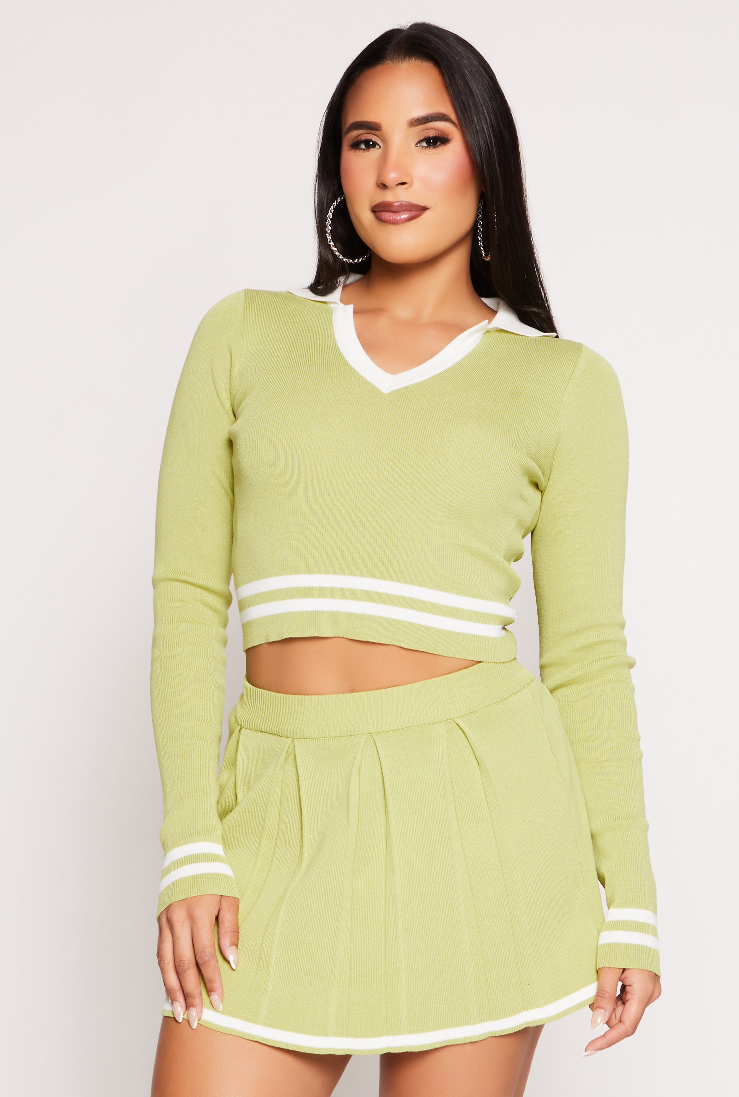 Daisy Varsity Stripe Detail Crop Top – Women's