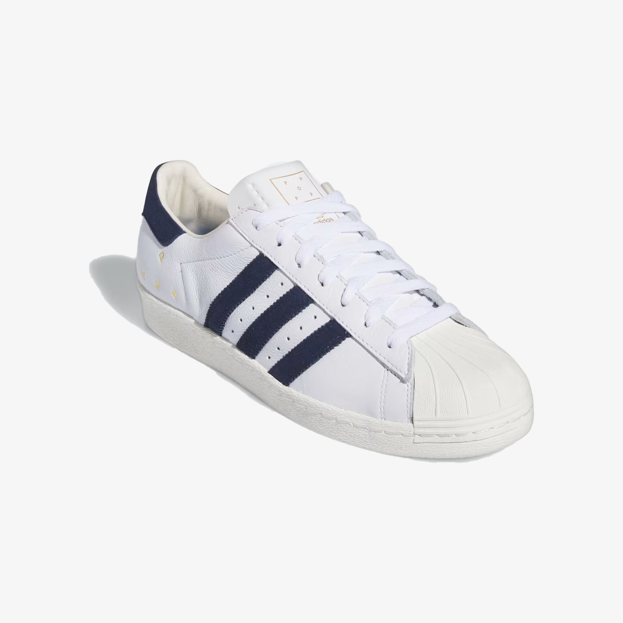Adidas Originals | POP TRADING CO SUPERSTAR ADV TRAINERS { CLOUD WHITE/NAVY/CHALK WHITE