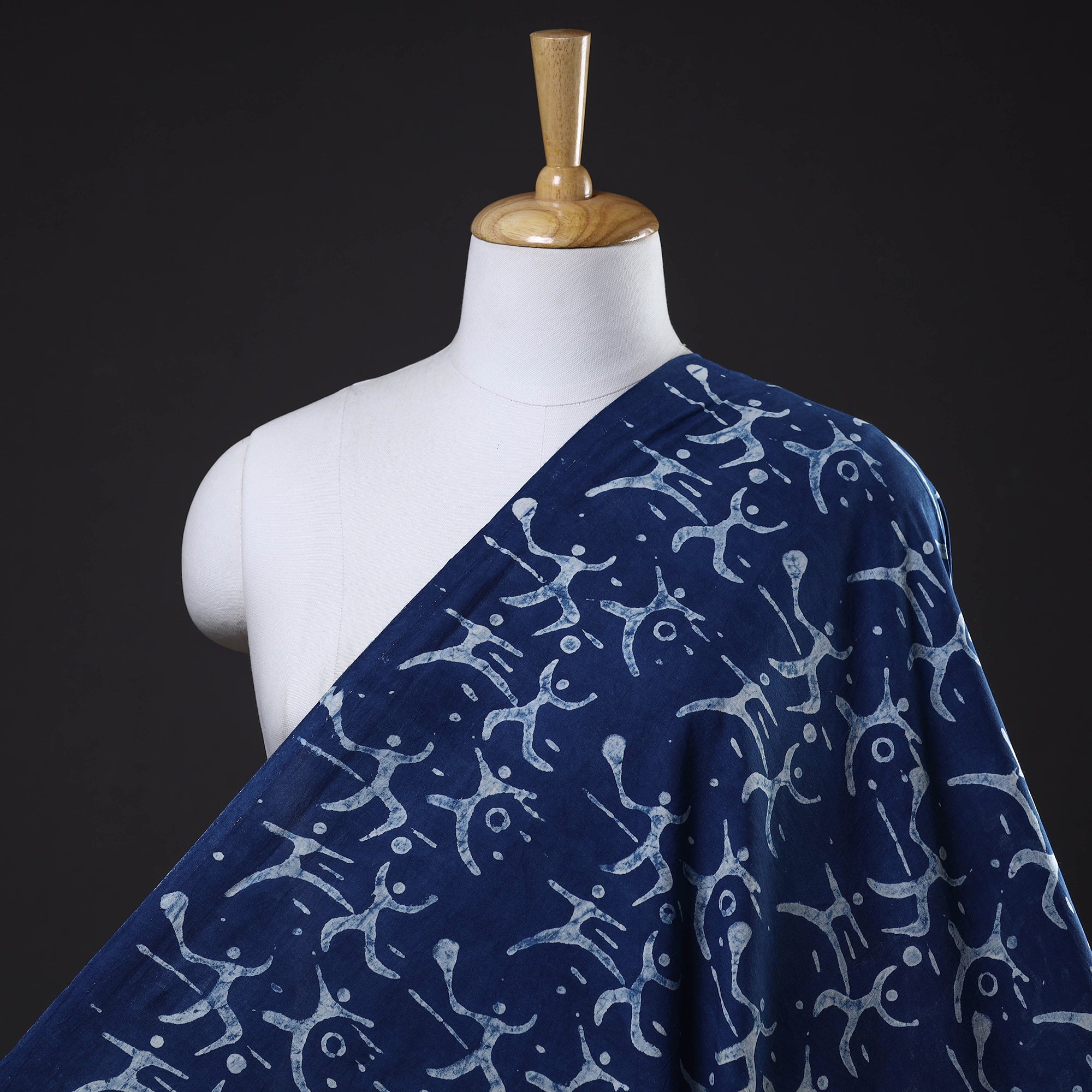 BINDAAS UNLIMITED Blue - Bindaas Block Printed Natural Dyed Cotton Fabric 02